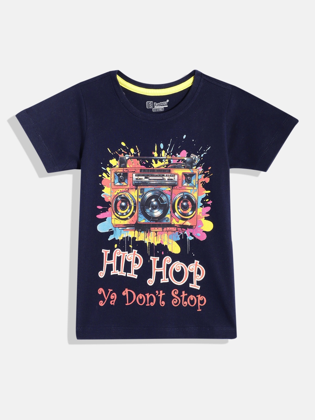 

Eteenz Boys Printed Premium Cotton T-shirt, Navy blue