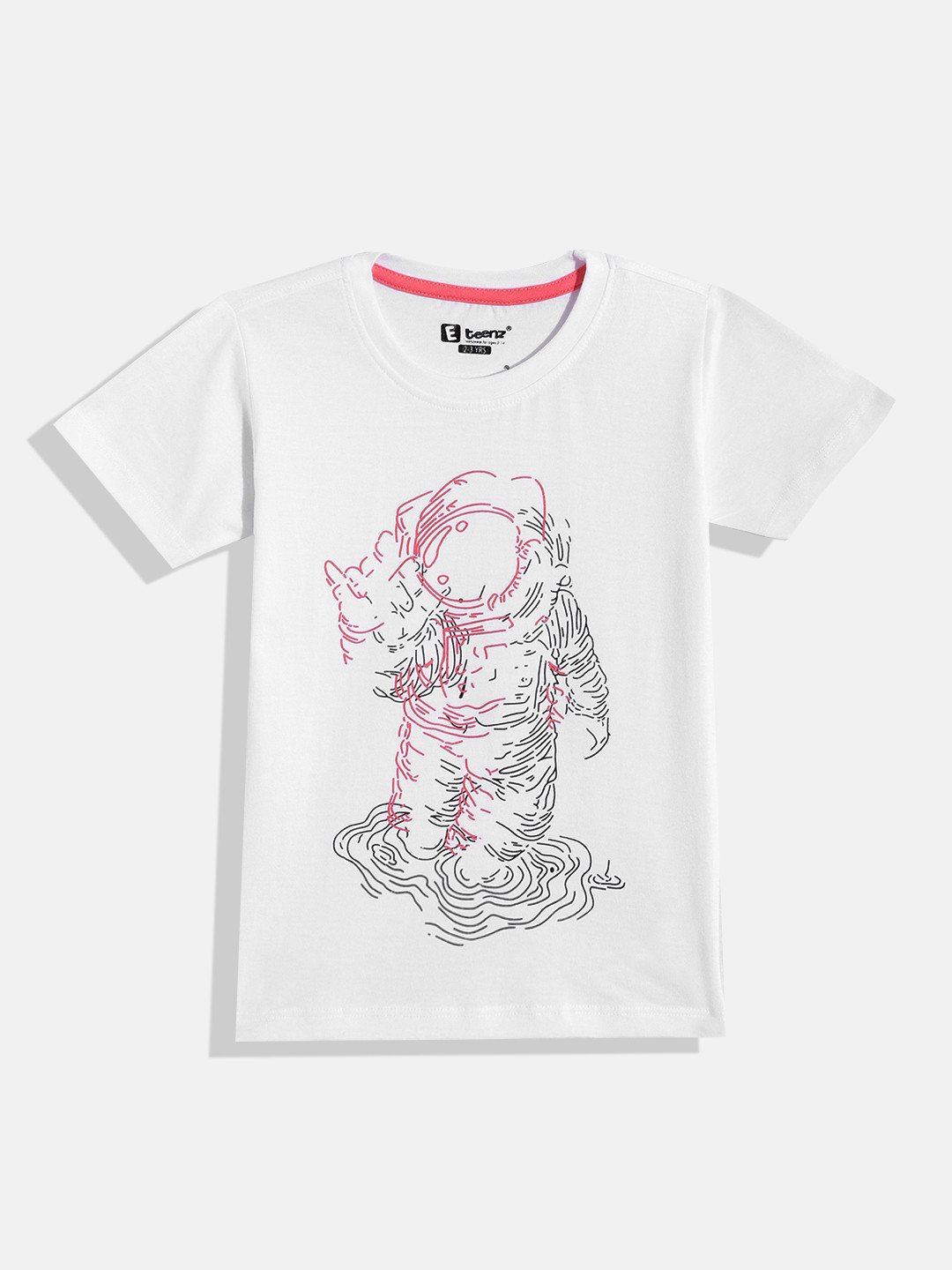 

Eteenz Boys Printed Premium Cotton T-shirt, White