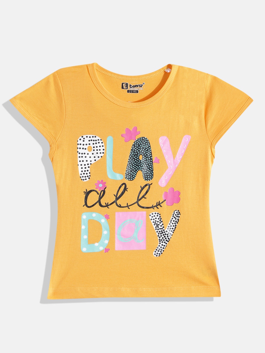 

Eteenz Girls Printed Premium Cotton Top, Yellow