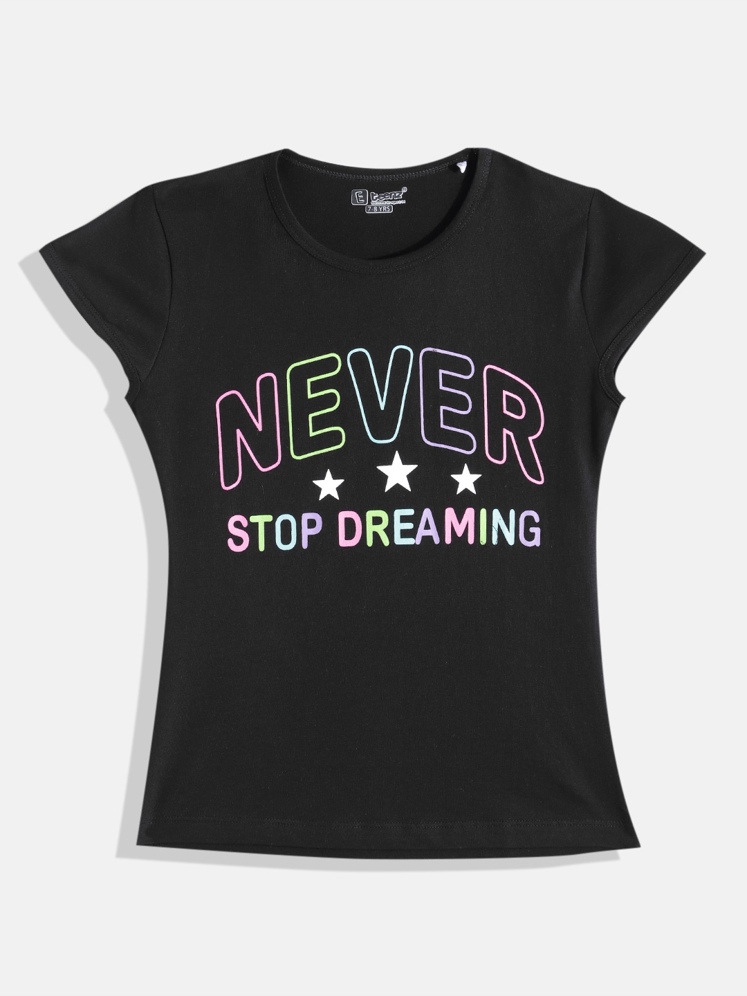 

Eteenz Girls Printed Premium Cotton Top, Black