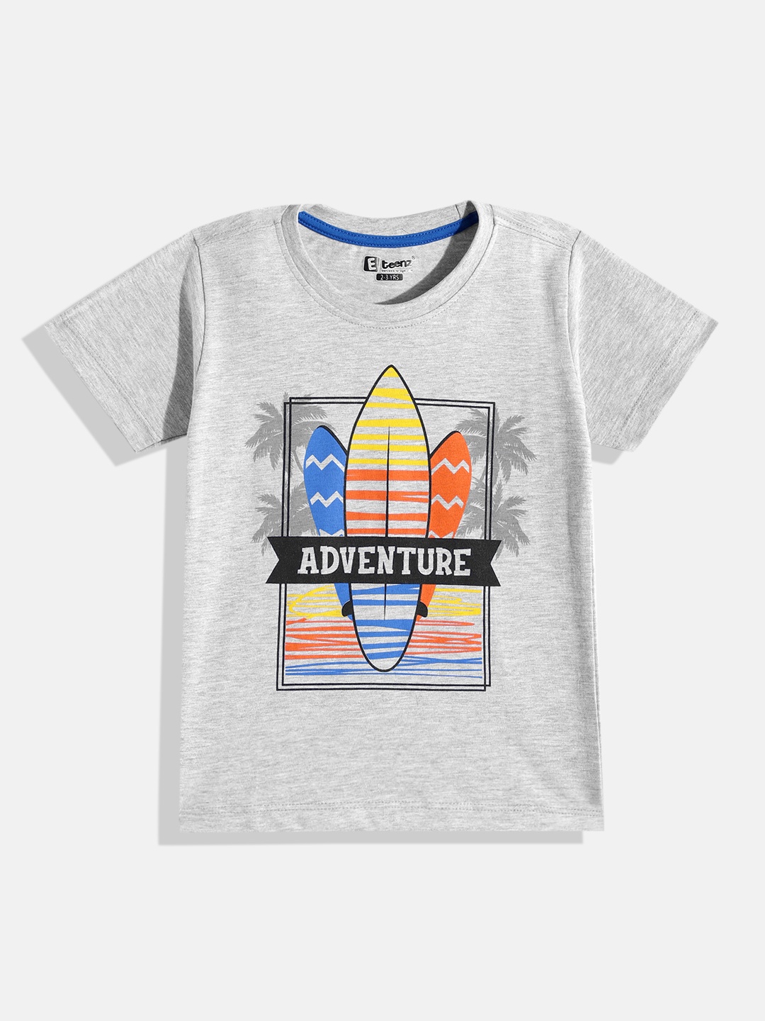 

Eteenz Boys Premium Cotton Graphic Printed T-shirt, Grey melange