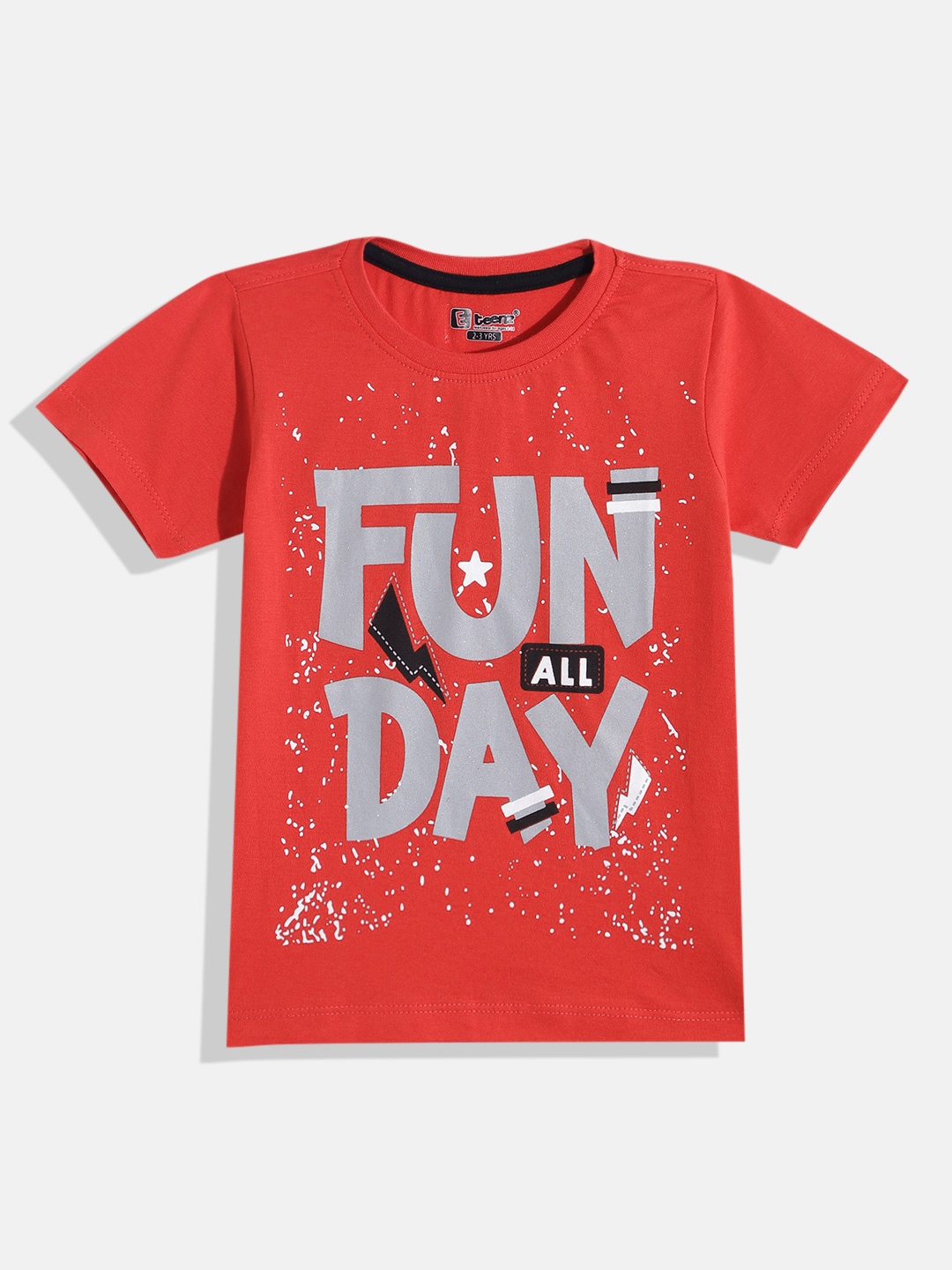 

Eteenz Boys Premium Cotton Typography Printed T-shirt, Red