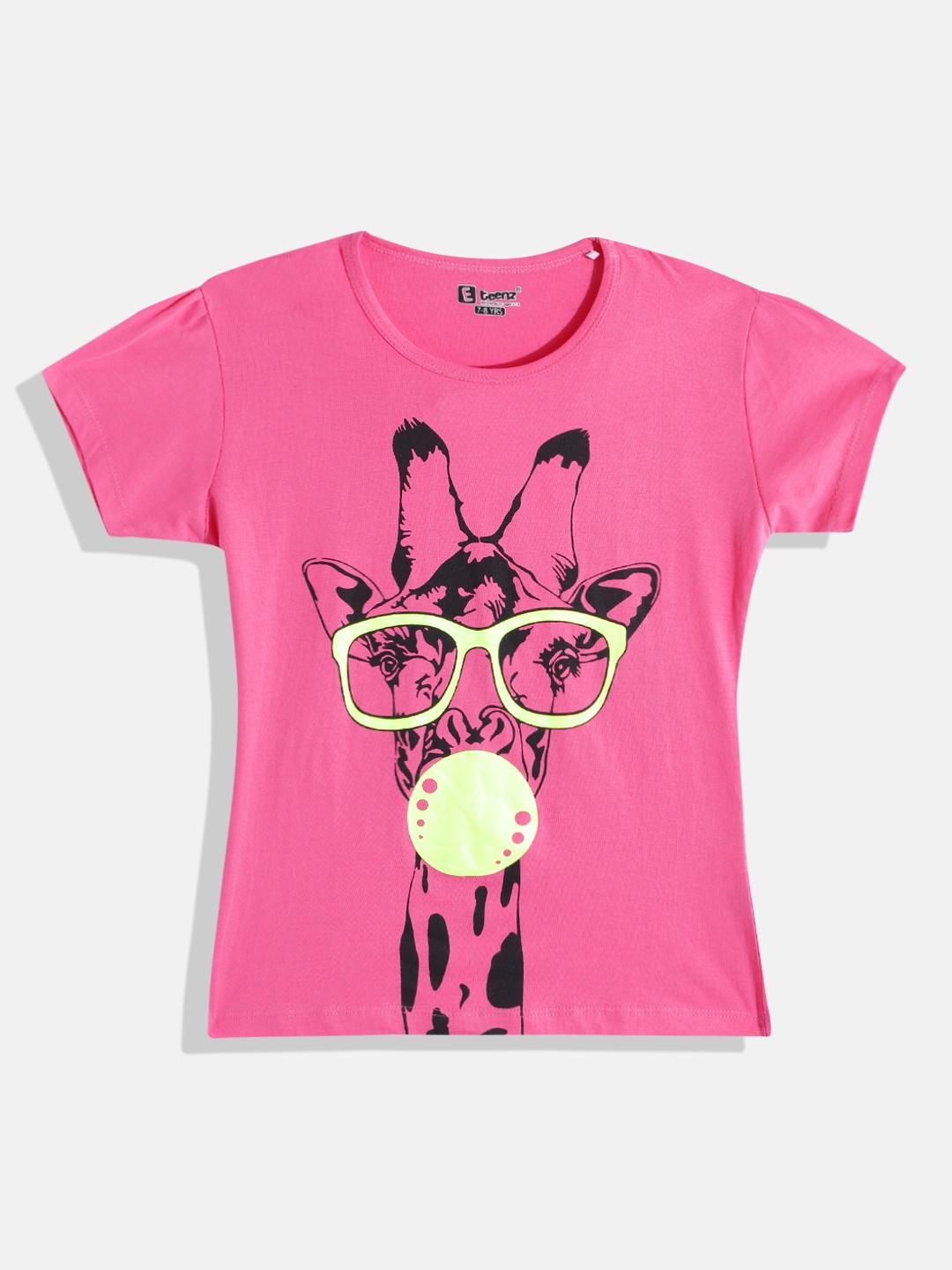 

Eteenz Girls Printed Premium Cotton T-shirt, Pink