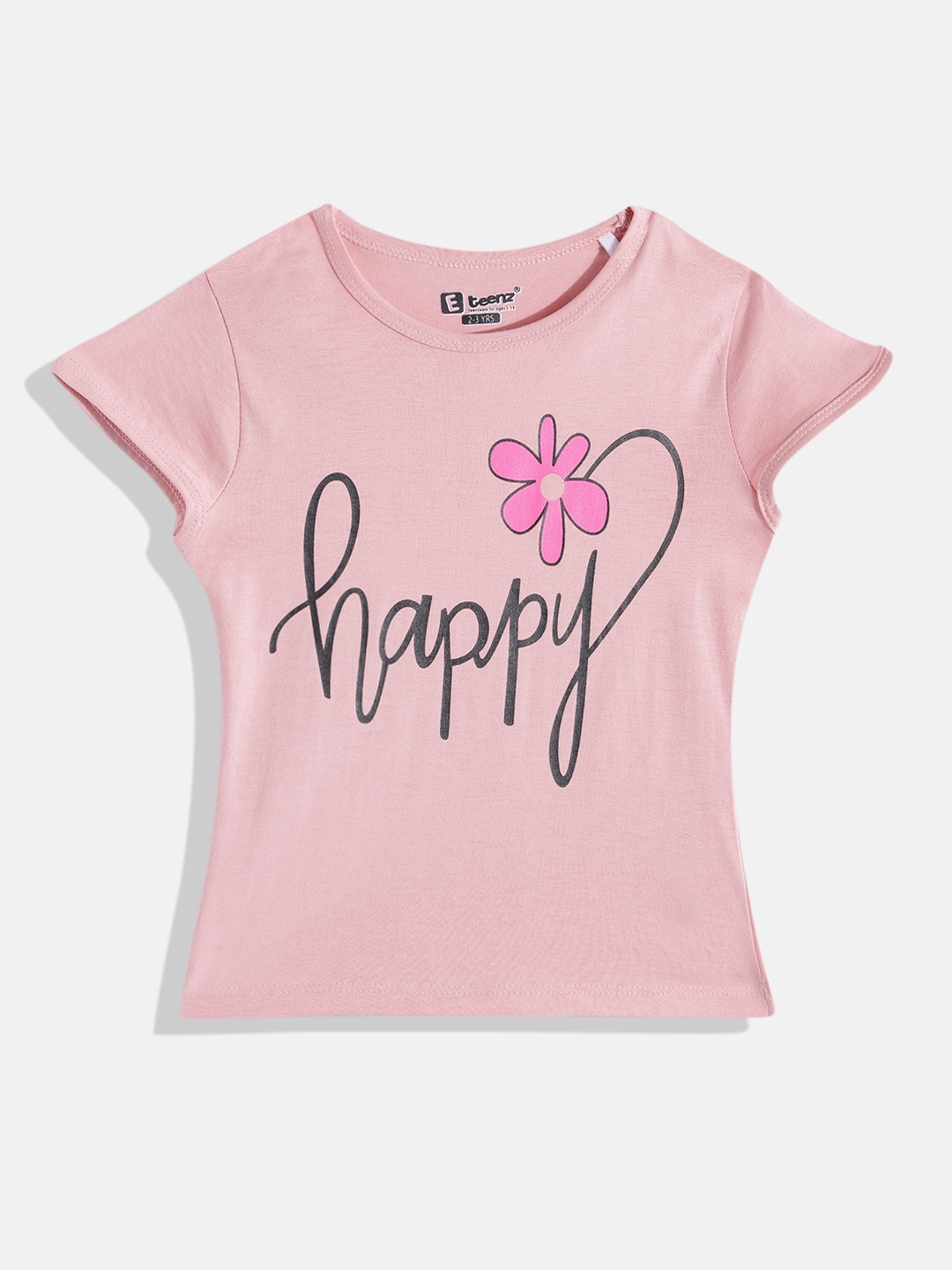 

Eteenz Girls Typography Printed Premium Cotton T-shirt, Pink