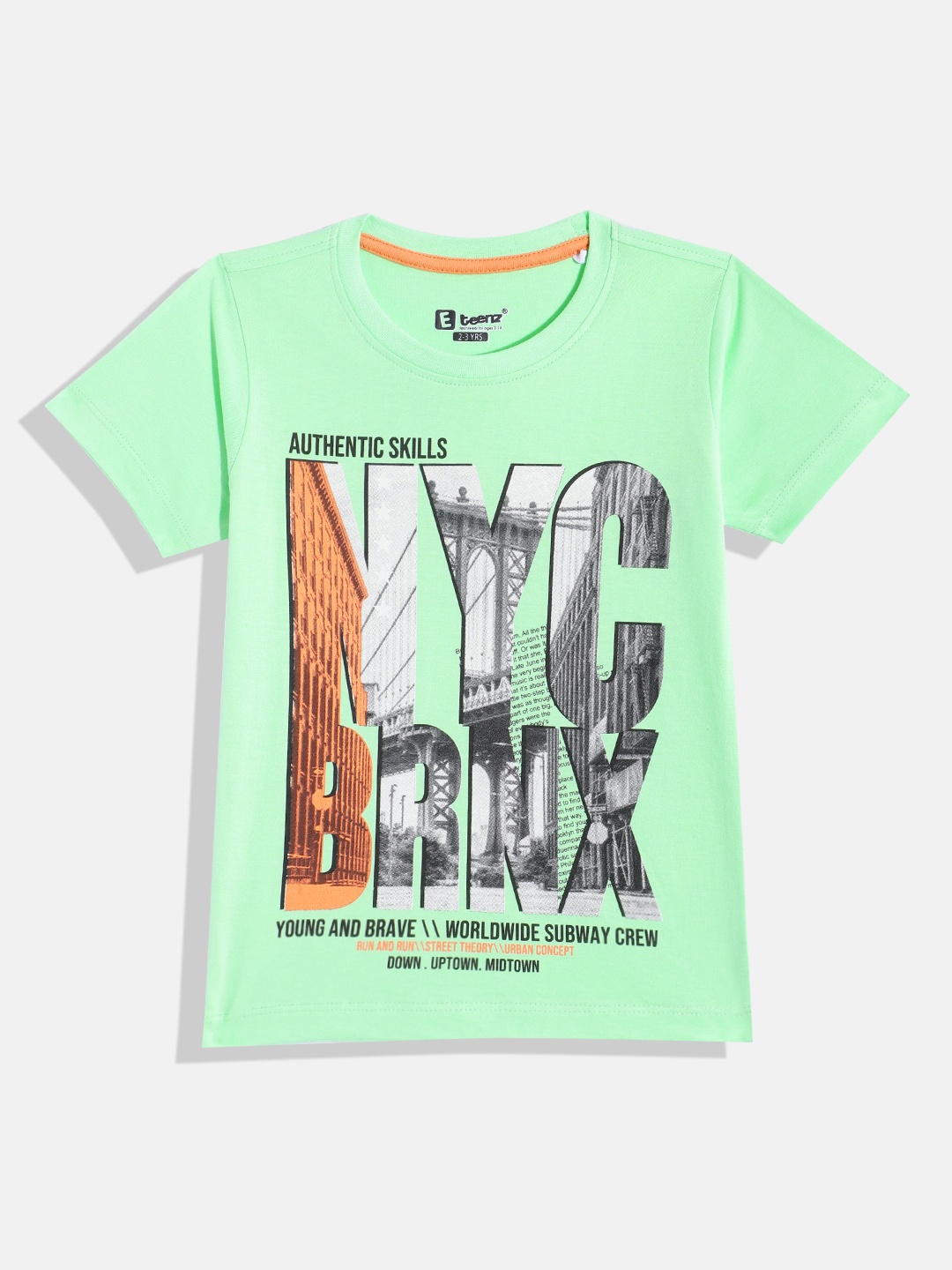 

Eteenz Boys Typography Printed Premium Cotton T-shirt, Green