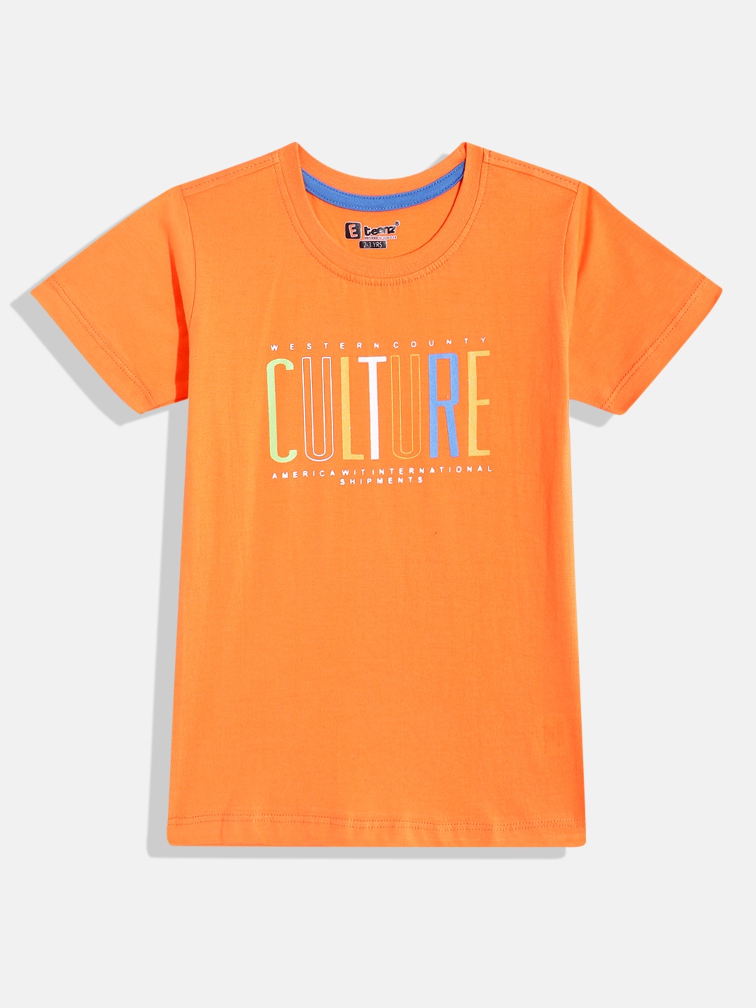 

Eteenz Boys Typography Printed Premium Cotton T-shirt, Orange