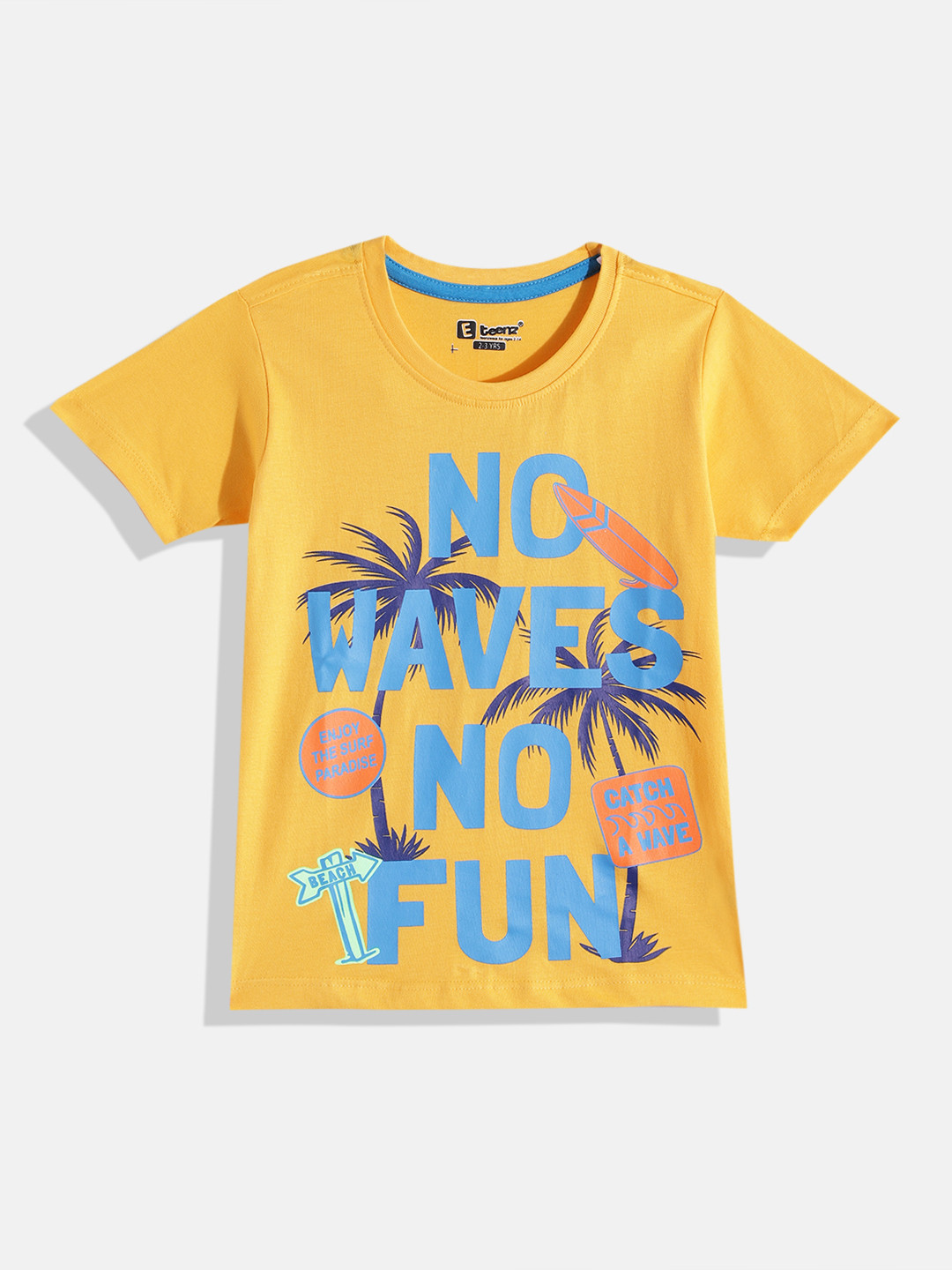 

Eteenz Boys Premium Cotton Typography Printed T-shirt, Yellow
