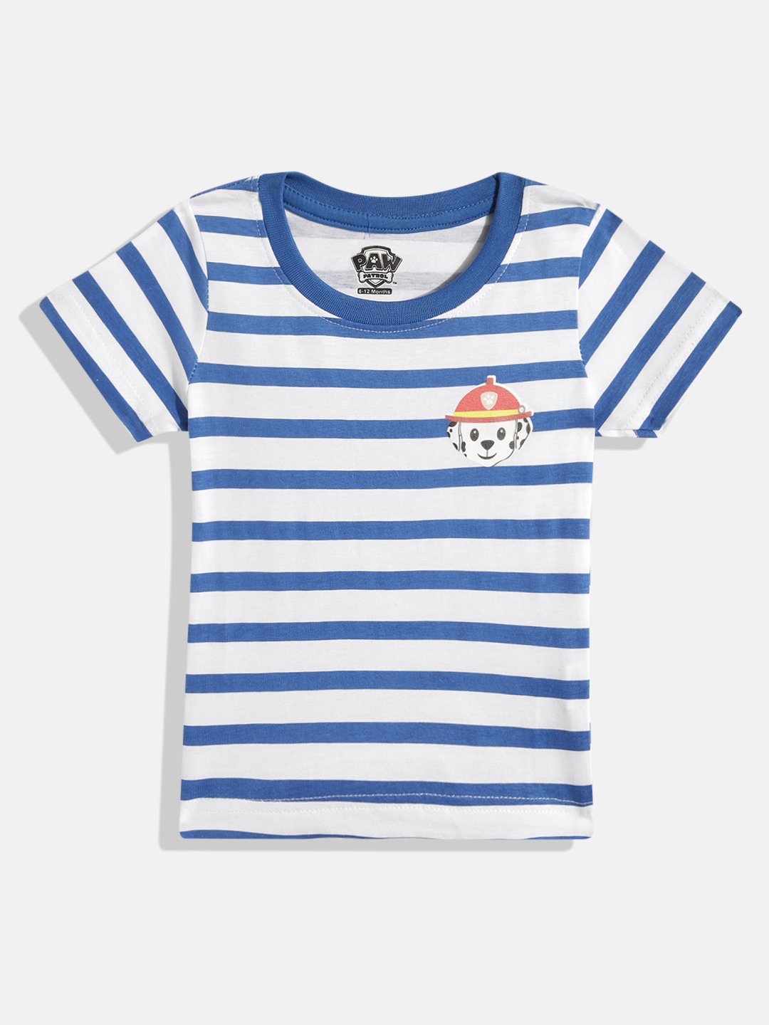 

Eteenz Boys Paw Petrol Striped Premium Cotton T-shirt, White