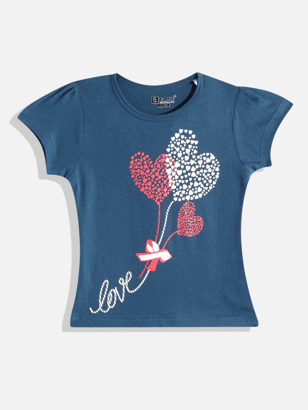 

Eteenz Girls Printed Premium Cotton T-shirt, Teal
