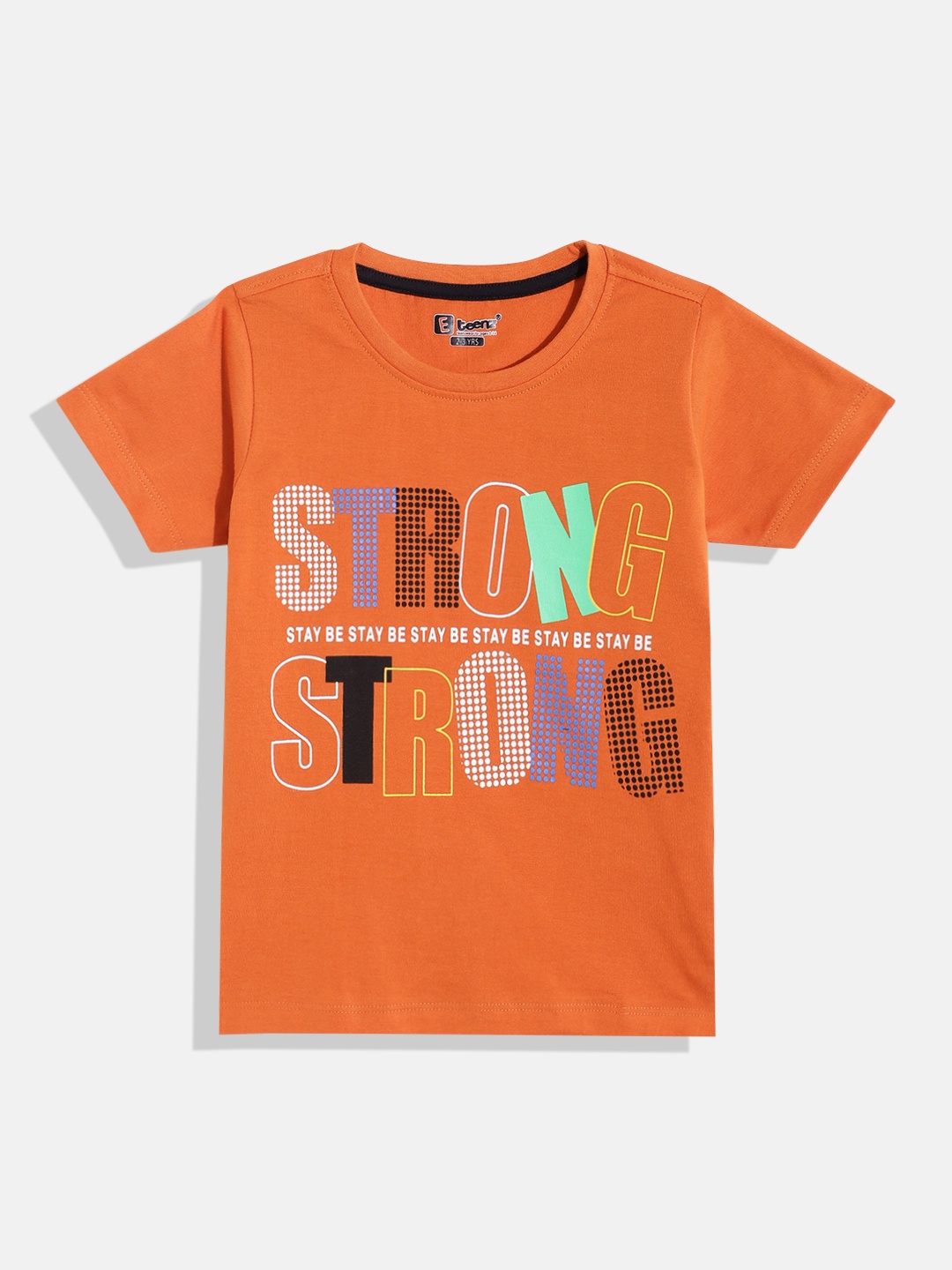 

Eteenz Boys Typography Printed Premium Cotton T-shirt, Orange