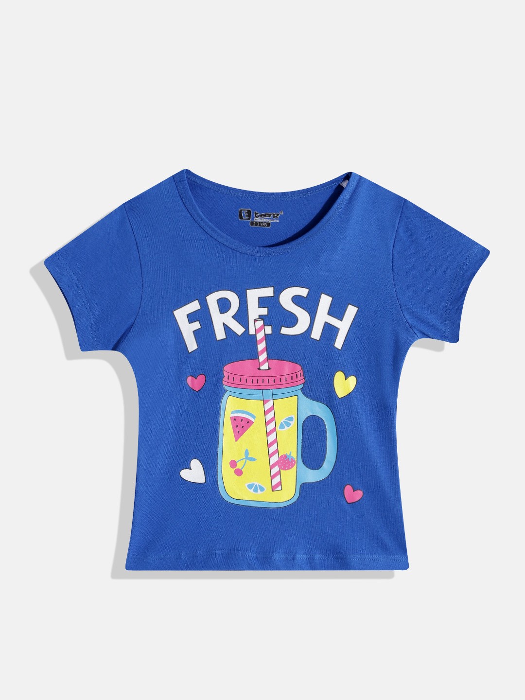 

Eteenz Girls Premium Cotton Typography Printed T-shirt, Blue
