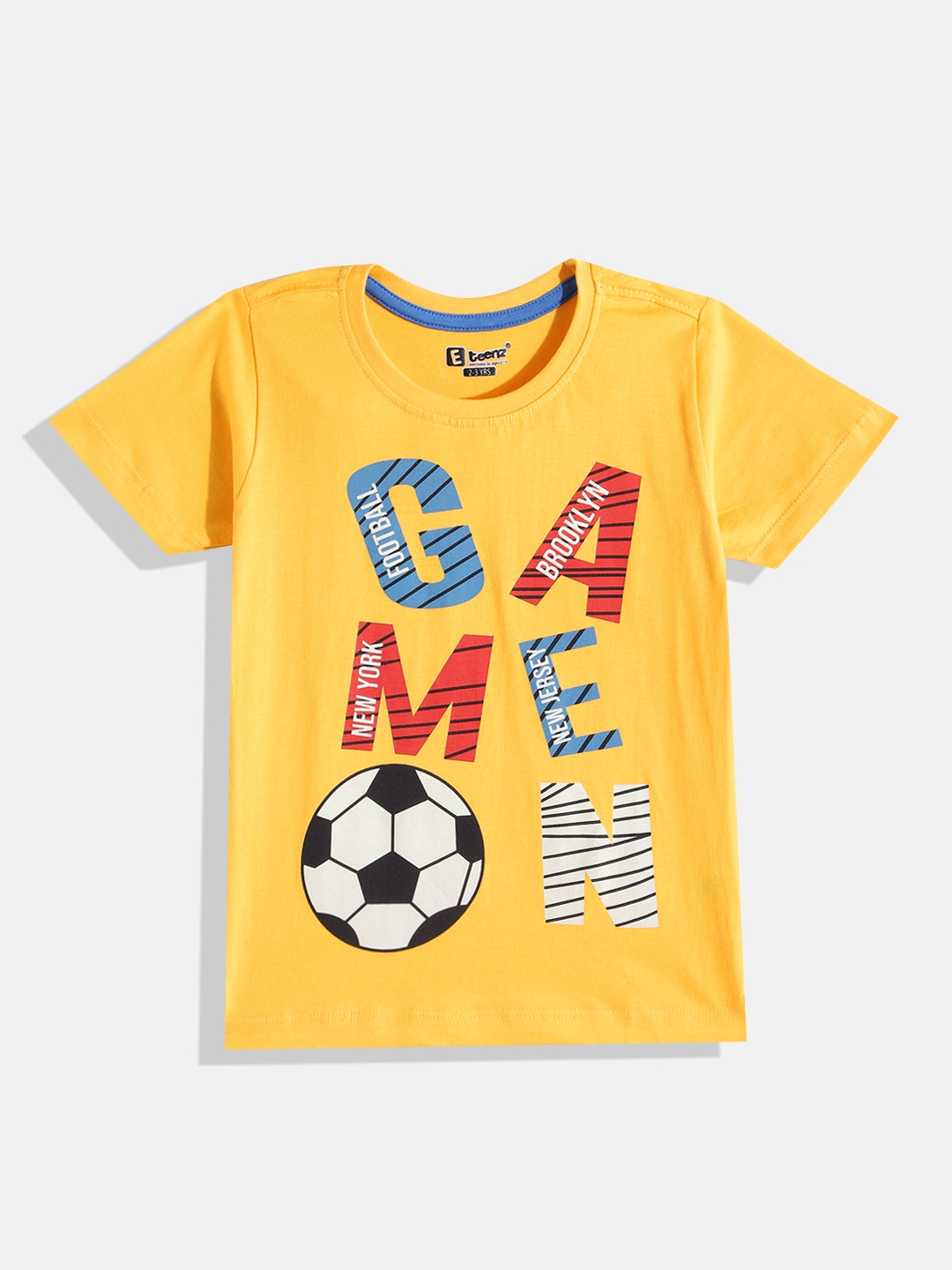 

Eteenz Boys Typography Printed Premium Cotton T-shirt, Yellow