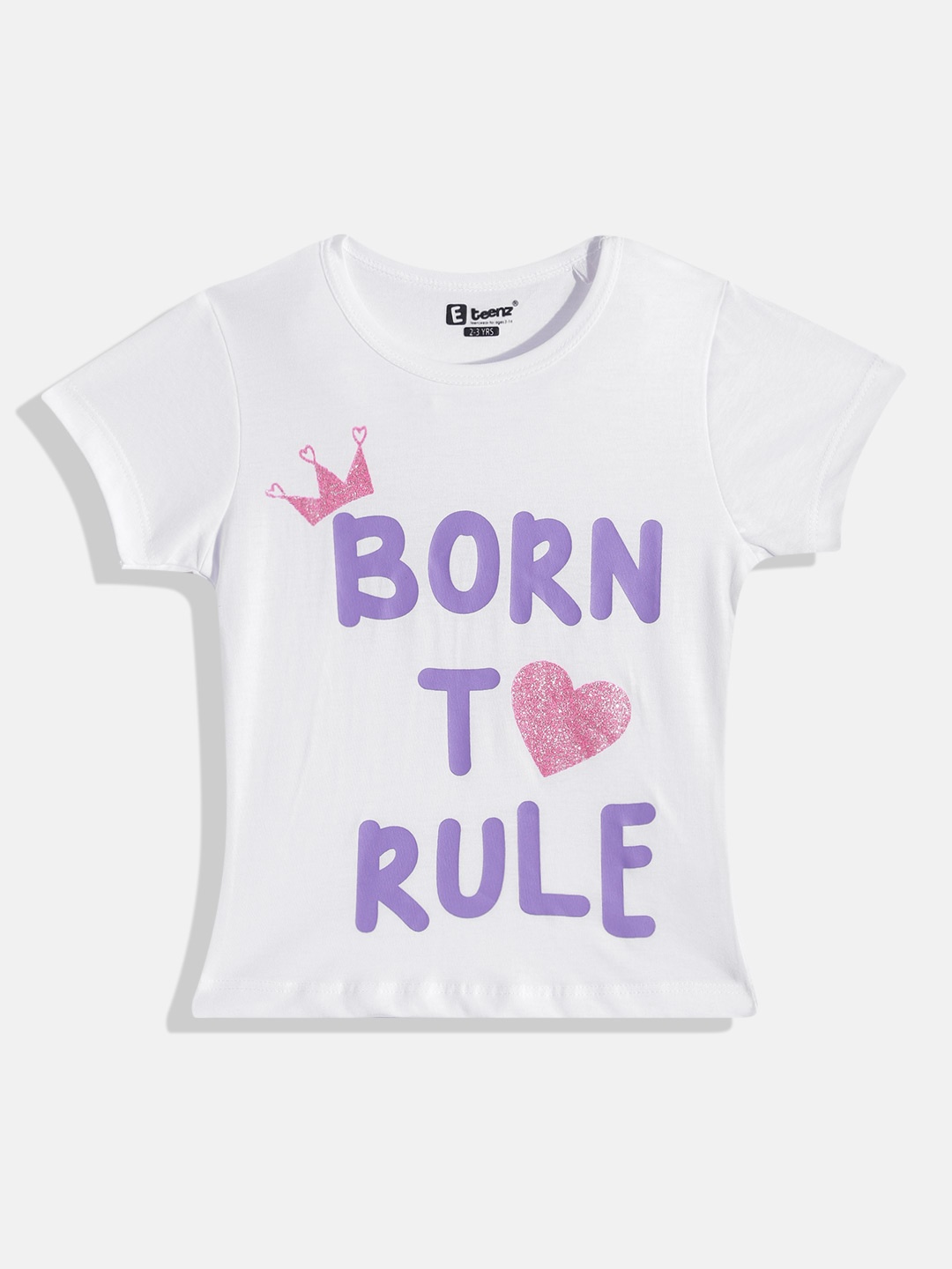 

Eteenz Girls Printed Premium Cotton Top, White