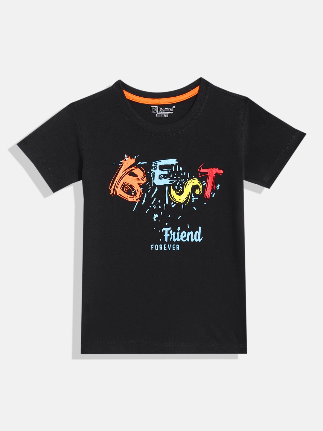 

Eteenz Boys Typography Printed Cotton T-shirt, Black