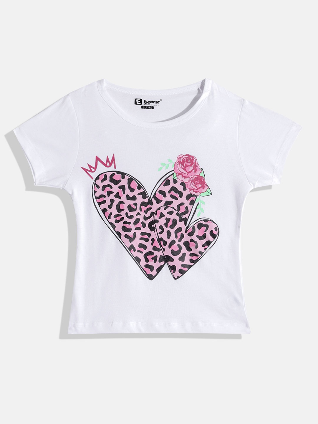 

Eteenz Girls Premium Cotton Graphic Printed T-shirt, White