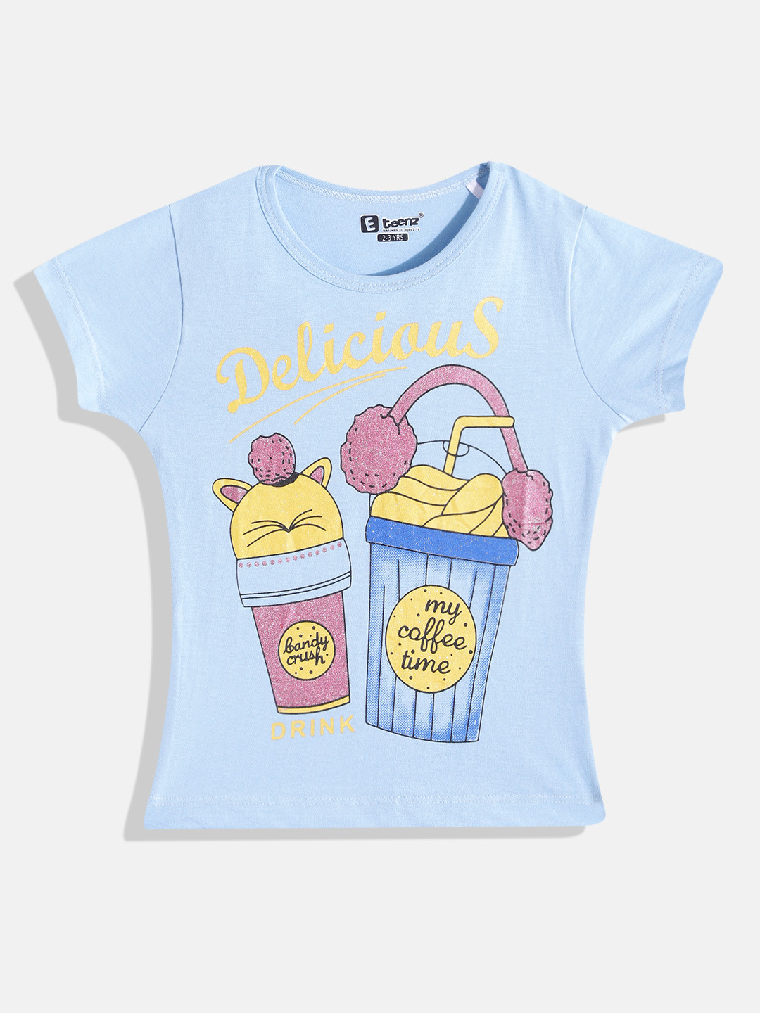 

Eteenz Girls Printed Premium Cotton Top, Blue