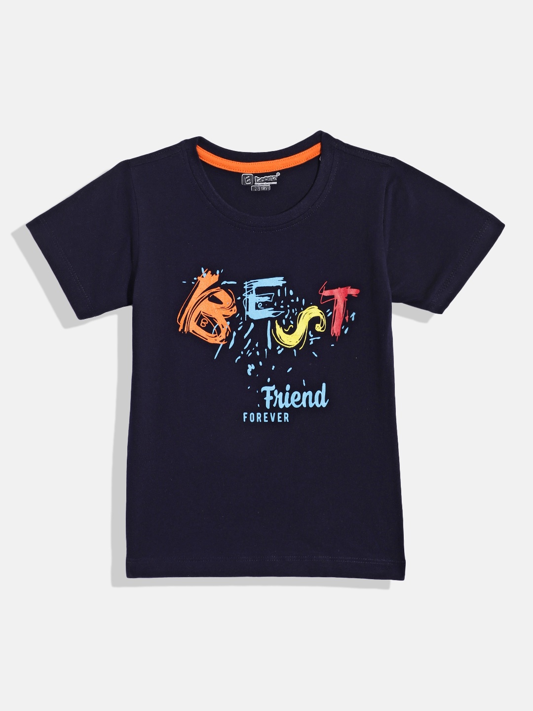 

Eteenz Boys Typography Printed Cotton T-shirt, Navy blue