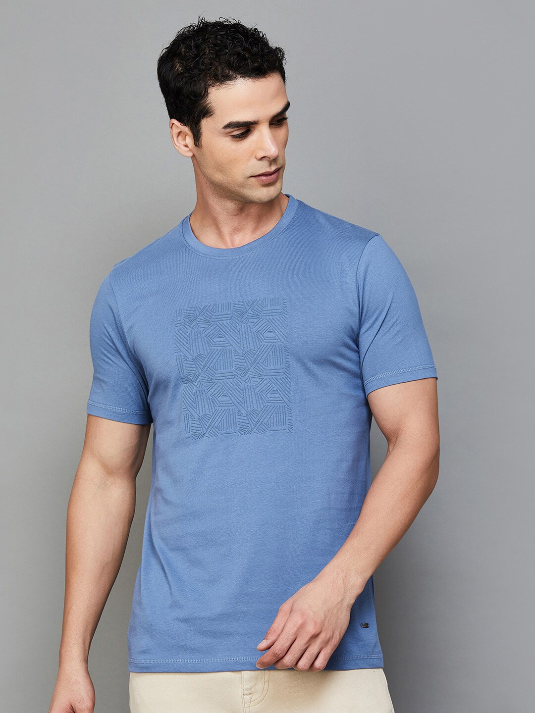 

CODE by Lifestyle Abstract Printed Cotton Tshirt, Blue