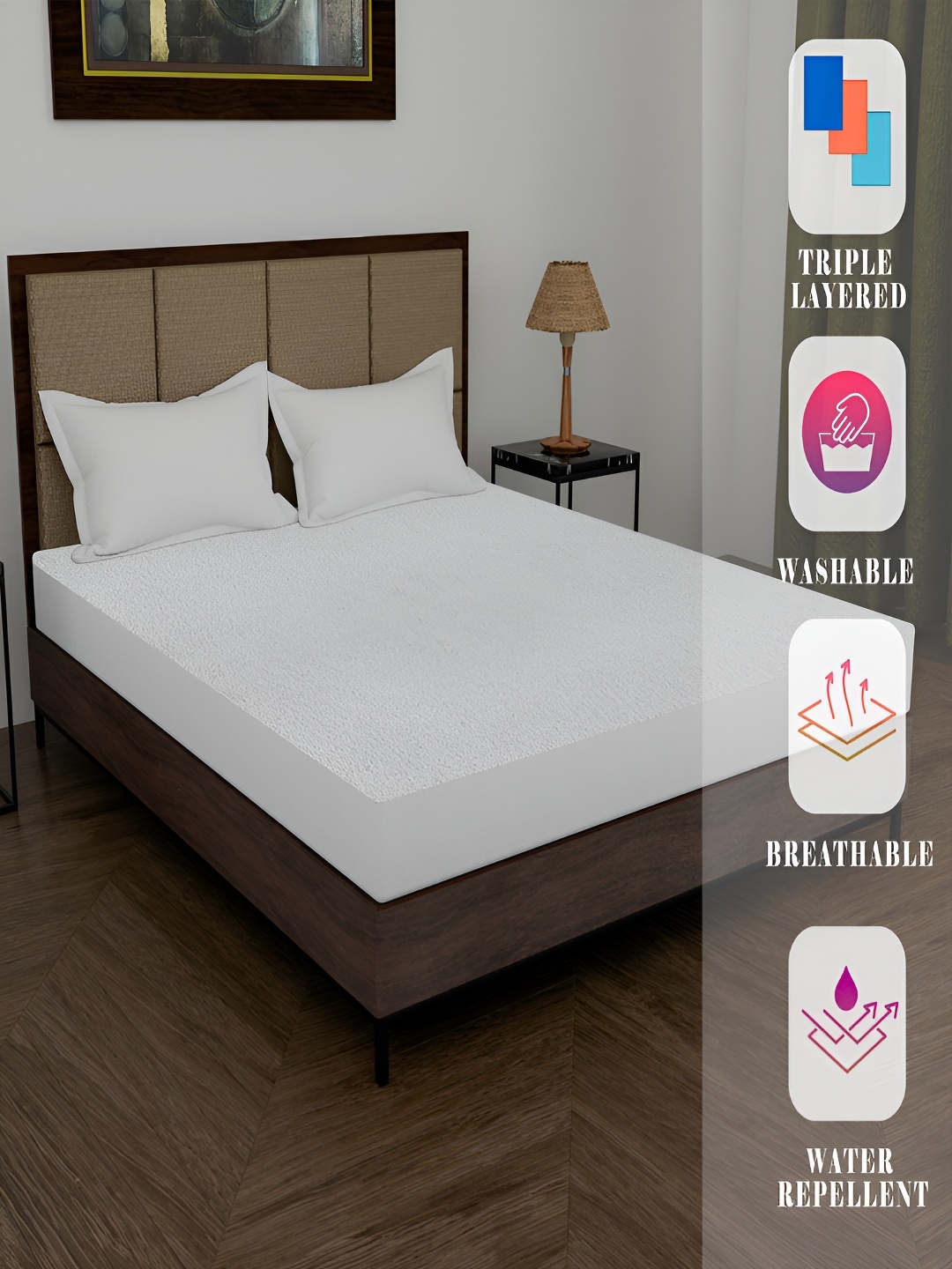 

DAKSH White Terry Cotton Water Resistant Mattress Protector