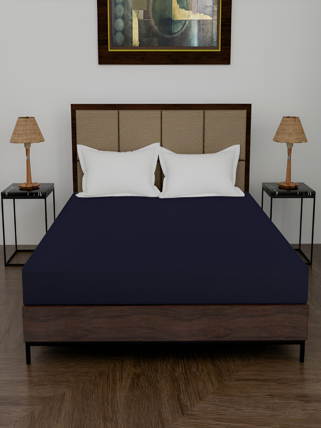 

DAKSH Navy Blue Terry Water Resistant Fitted Mattress Protector