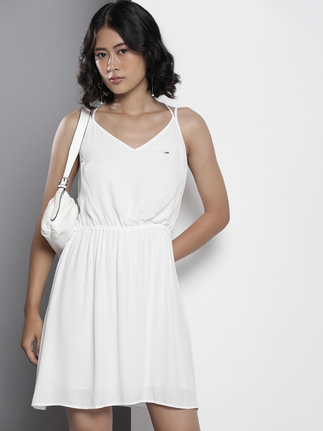 

Tommy Hilfiger Solid Sleeveless Fit & Flare Dress, White