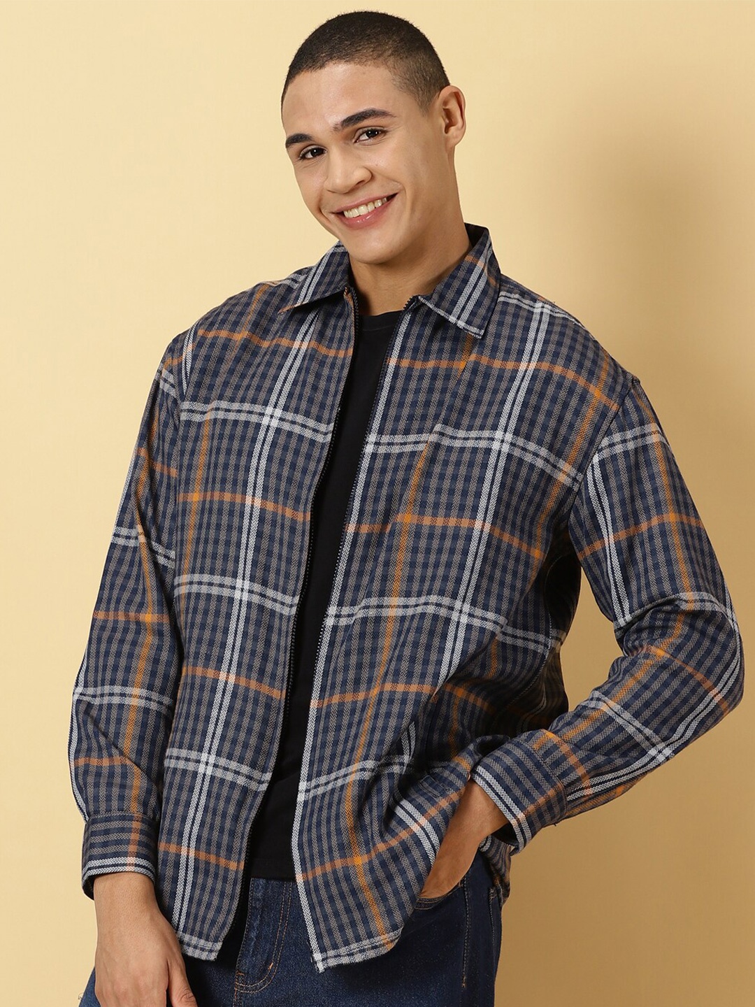 

Thomas Scott Classic Tartan Checks Opaque Checked Cotton Casual Shirt, Grey