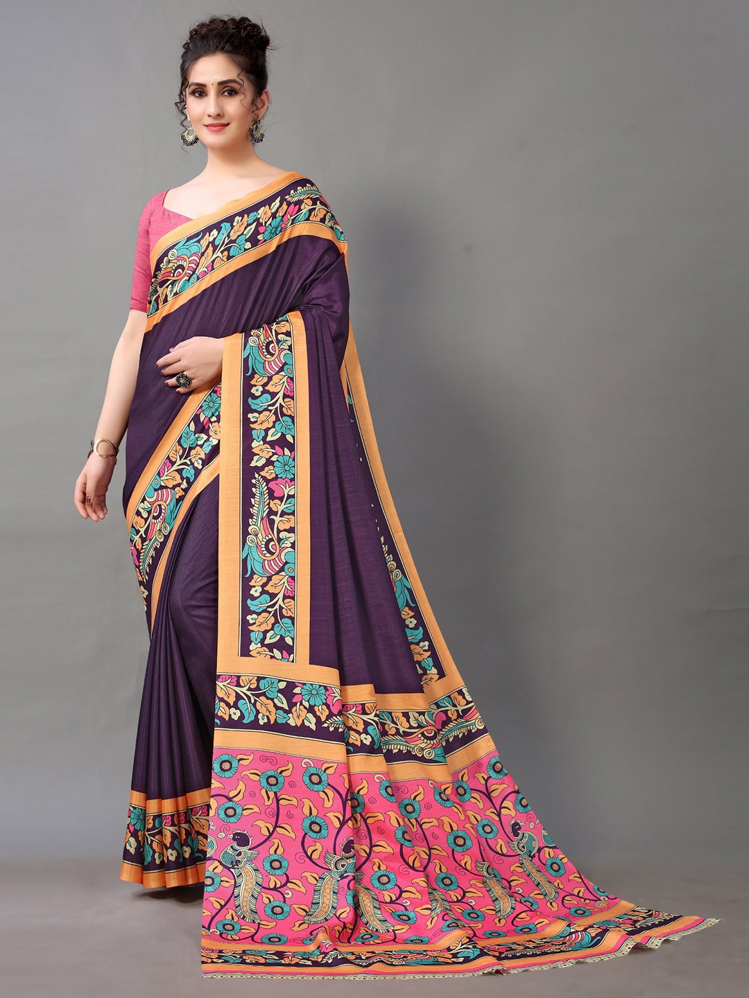 

Shaily Ethnic Motifs Brasso Saree, Purple