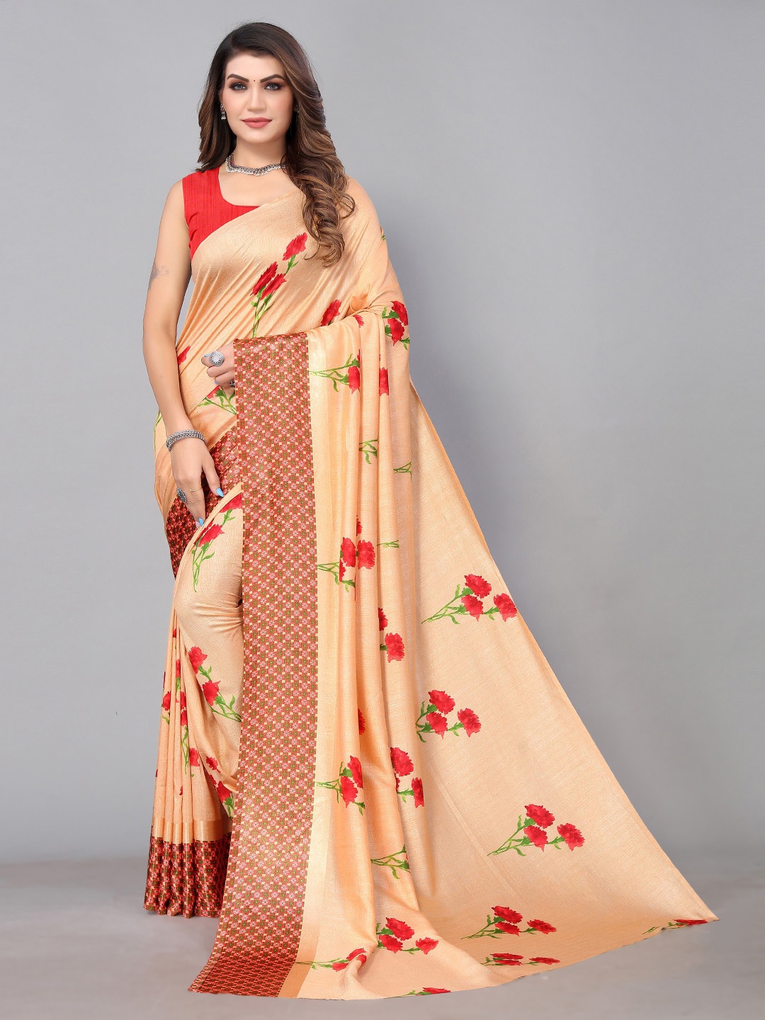 

Shaily Floral Saree, Beige