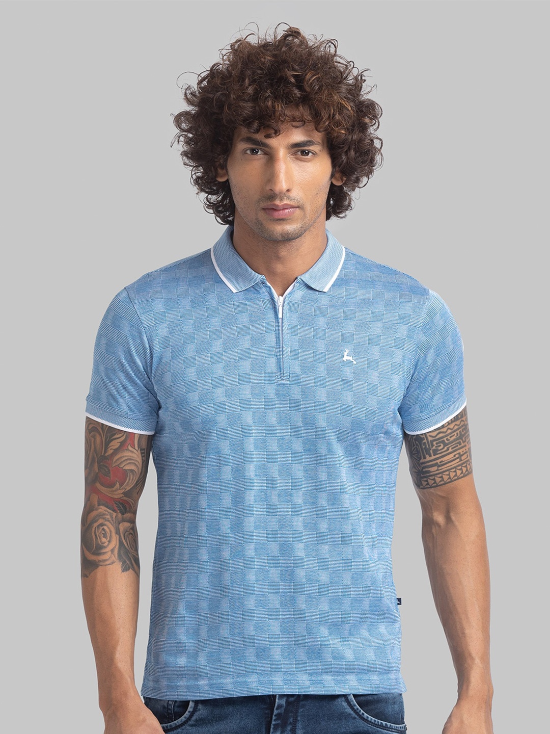 

Parx Polo Collar Cotton T-shirt, Blue