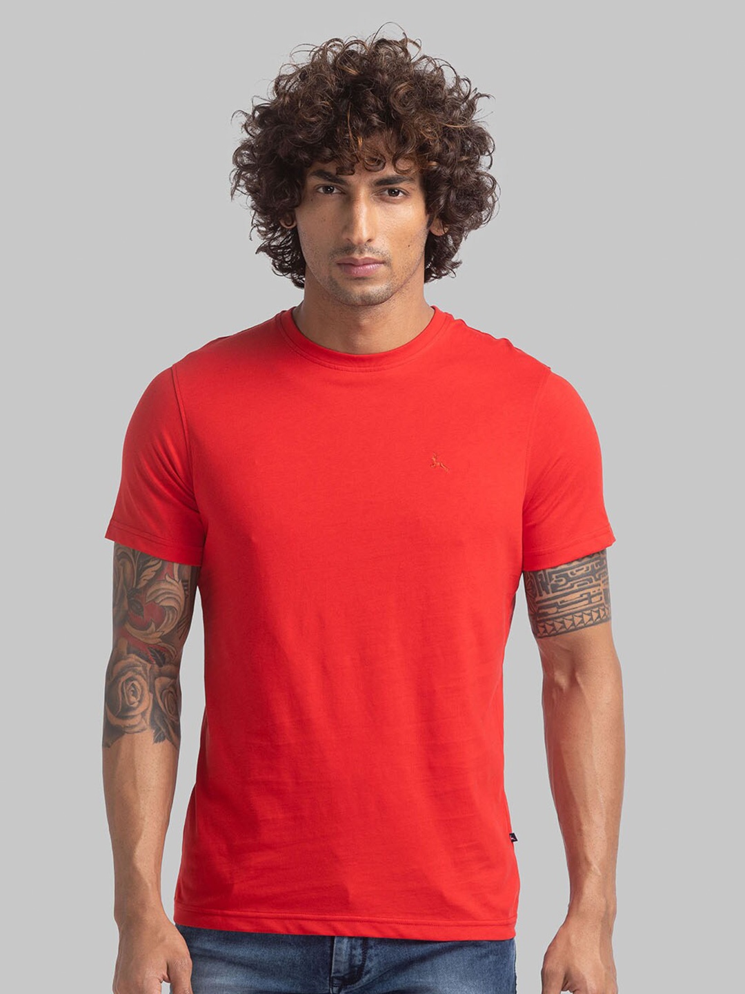 

Parx Round Neck Cotton T-shirt, Red