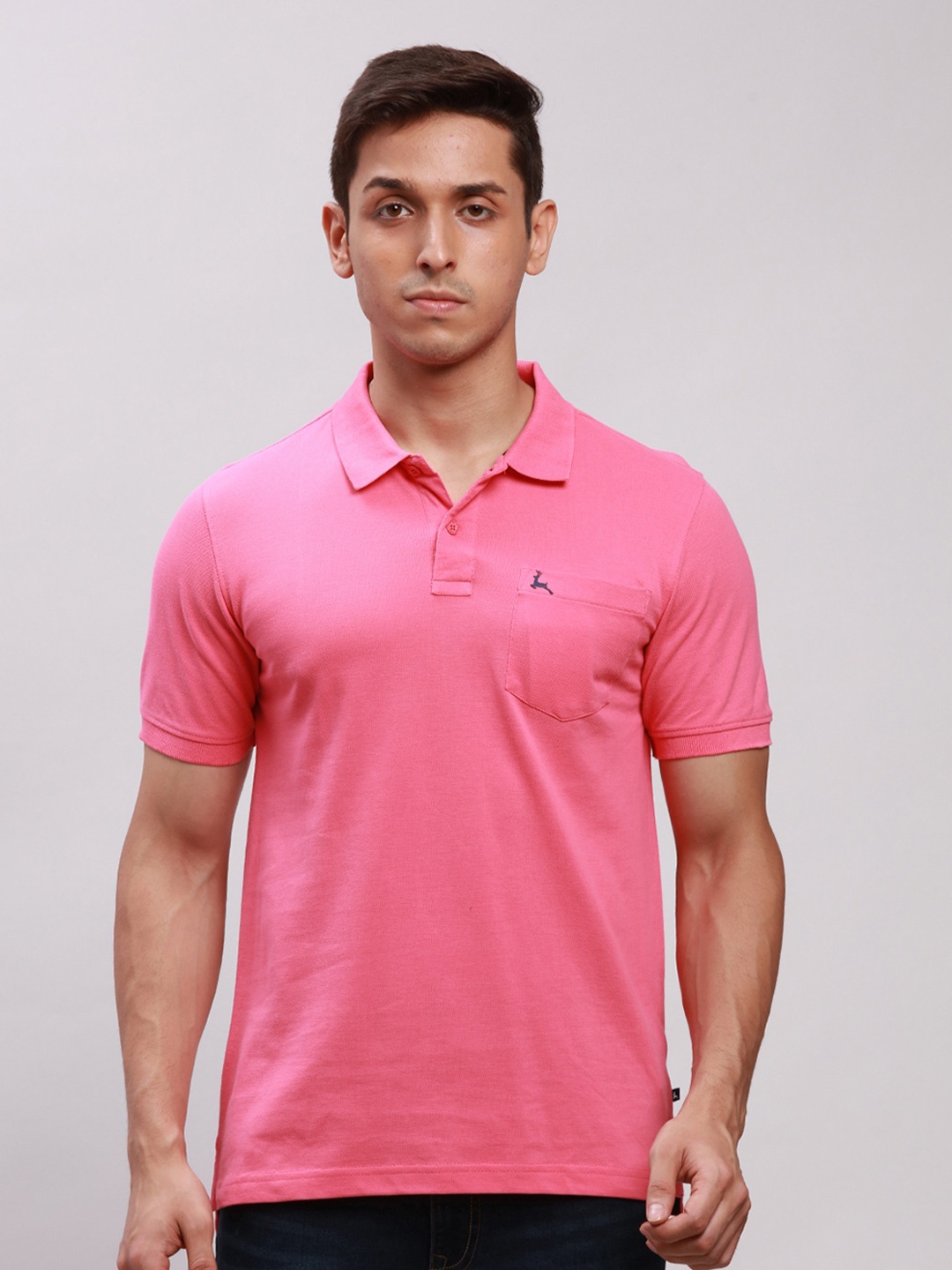 

Parx Polo Collar Cotton T-shirt, Pink