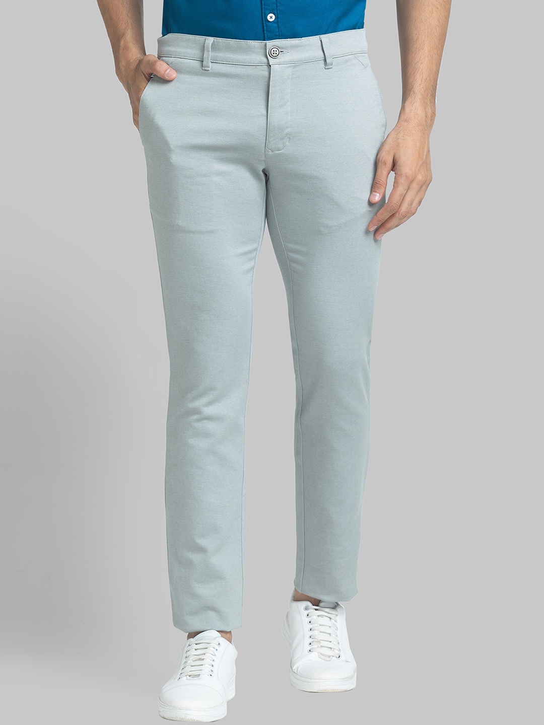 

Parx Men Tapered Fit Mid-Rise Cotton Formal Trouser, Green