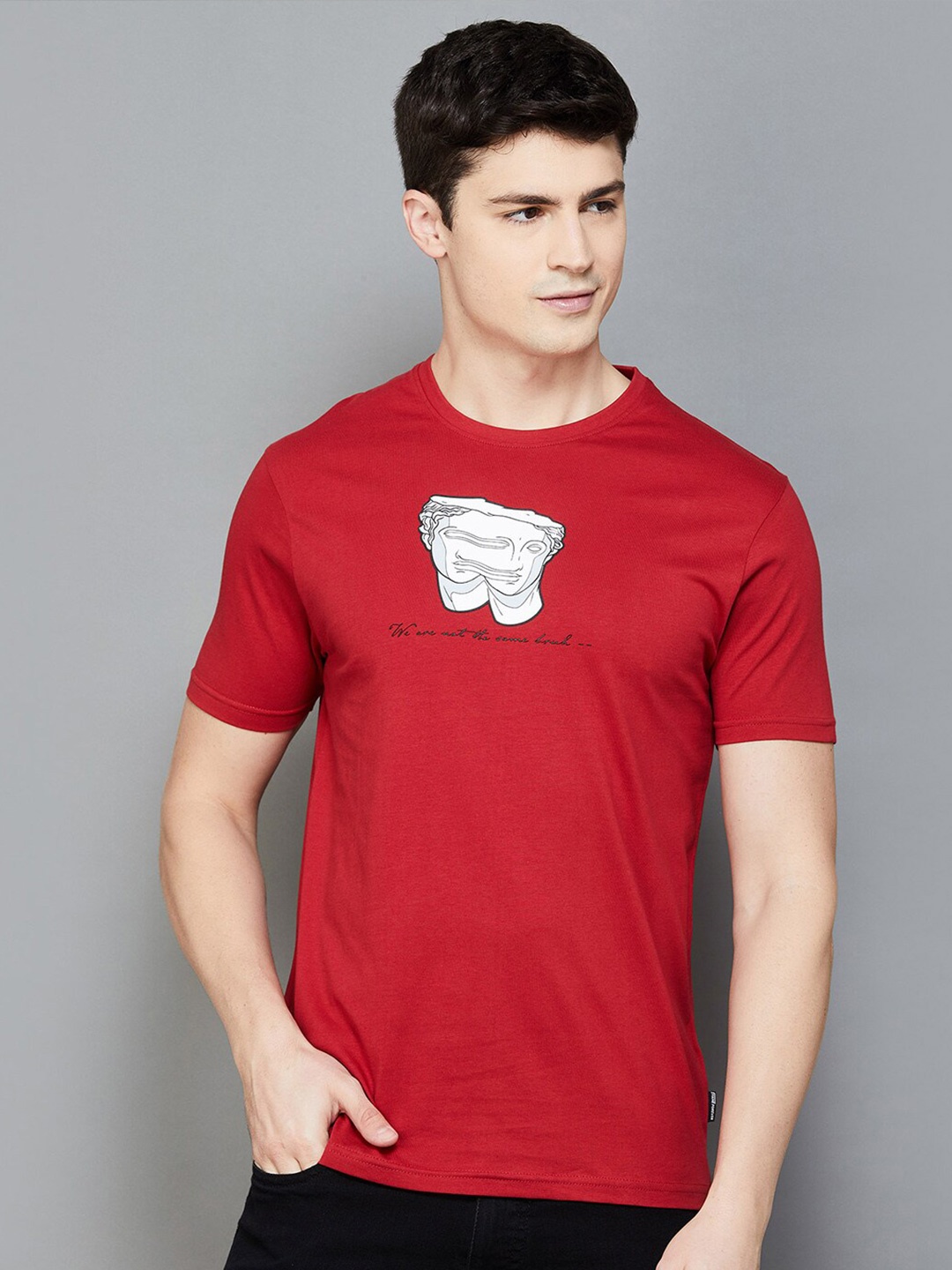 Fame Forever by Lifestyle Typography Printed Cotton T-shirt, Red