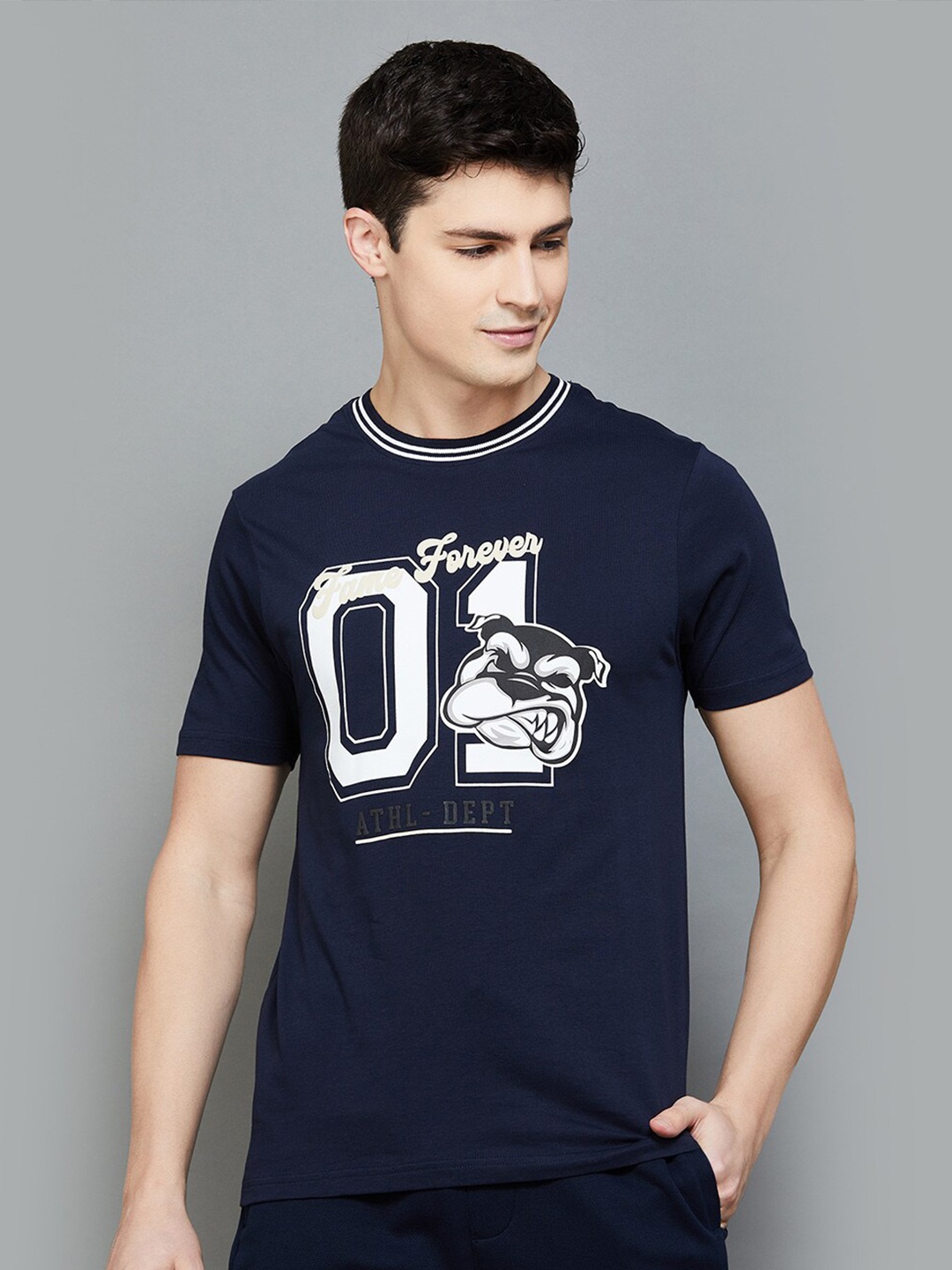 

Fame Forever by Lifestyle Printed Cotton T-shirt, Blue
