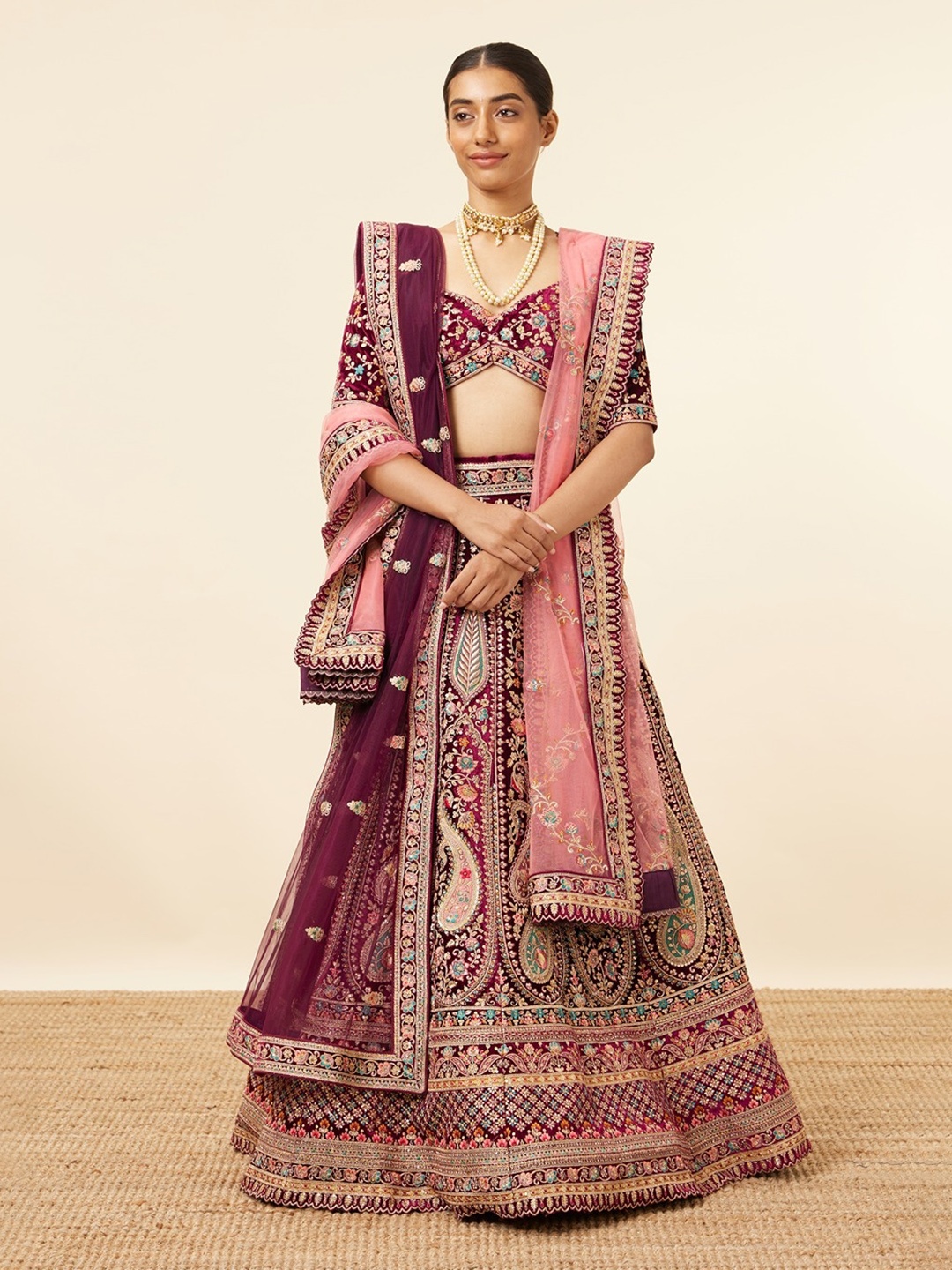 

MOHEY Embroidered Semi-Stitched Lehenga & Unstitched Blouse With Dupatta, Purple