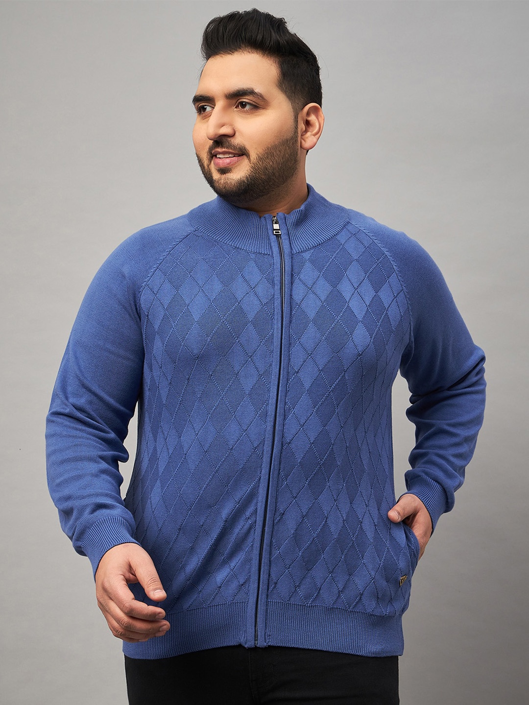 Club York Front Zipper Plus Size Sweatshirt, Blue