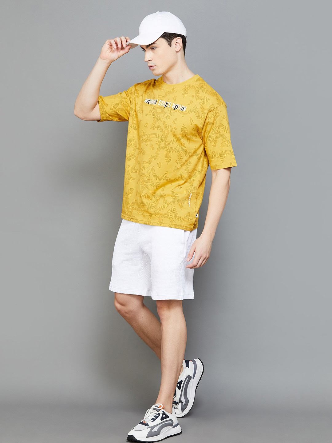 

Kappa Printed Round Neck Cotton T-shirt, Yellow