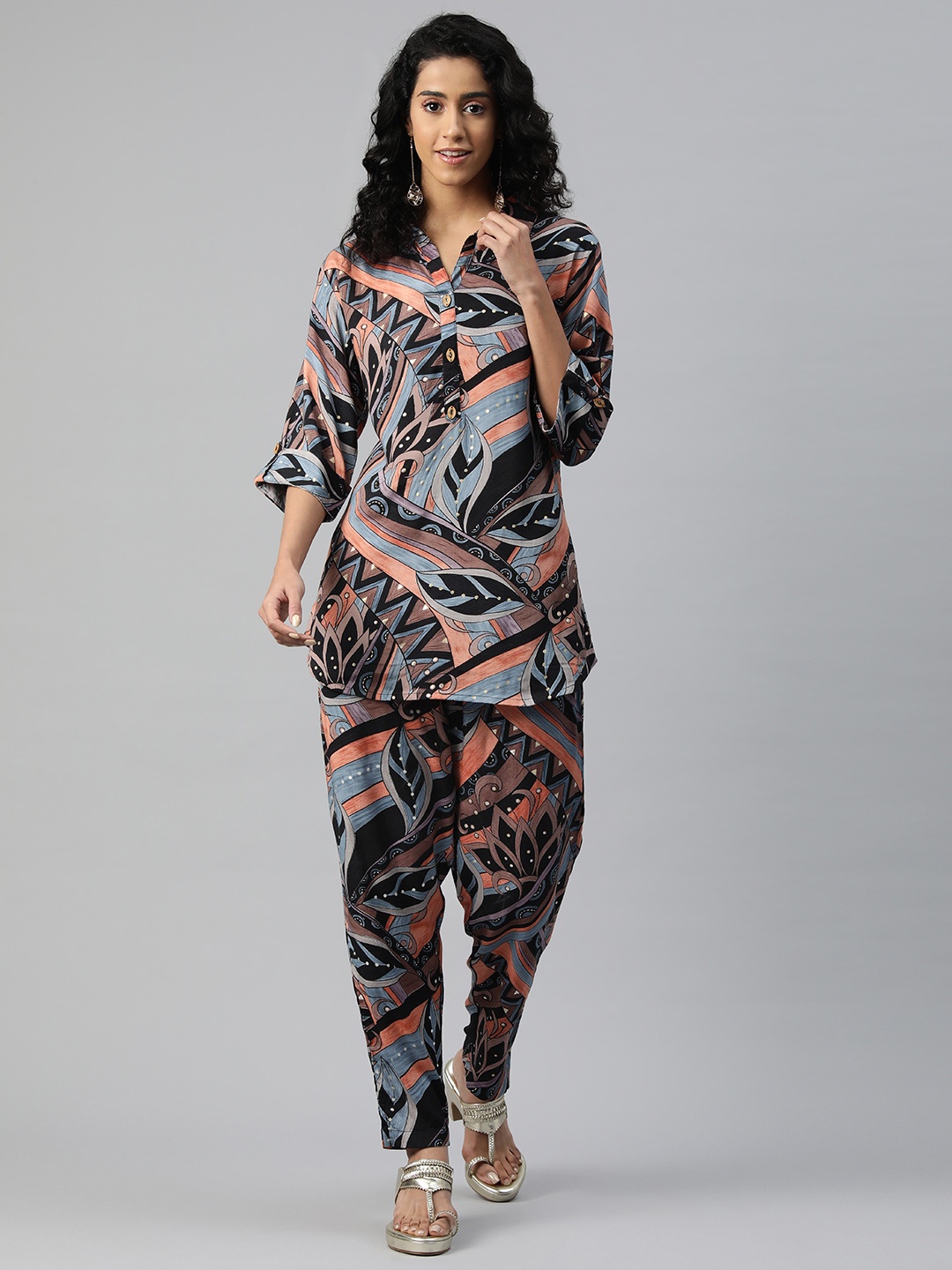 

Readiprint Printed Tunic with Trousers, Black