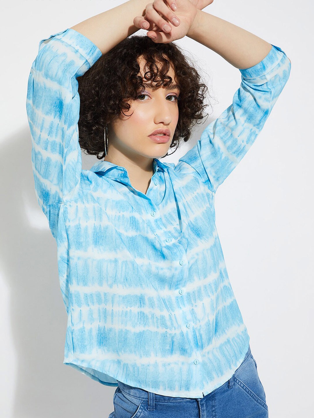 

max URB_N Tie & Dye Back Pleated Shirt, Blue