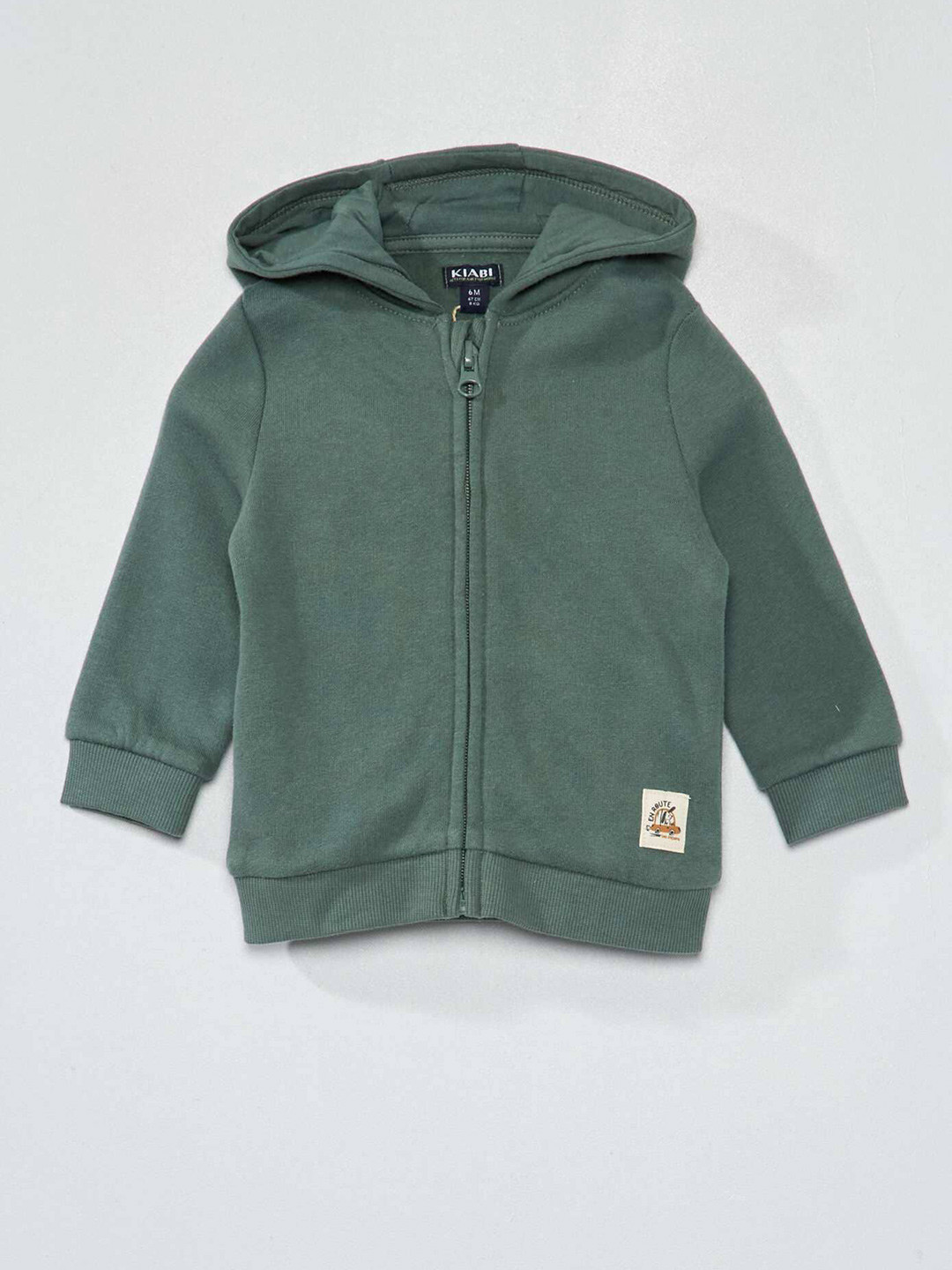 

KIABI Infant Boys Hooded Pure Cotton Front-Open Sweatshirt, Green