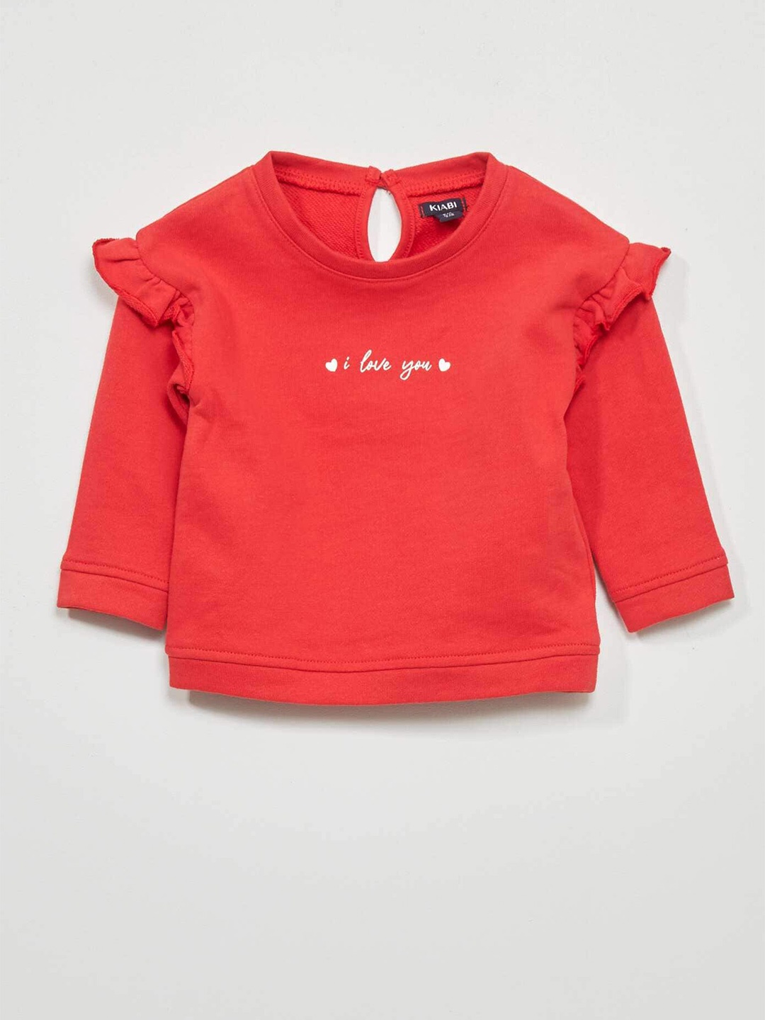 

KIABI Girls Floral Printed Round Neck Pure Cotton Top, Red