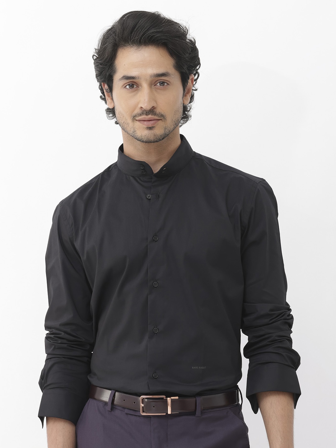 

RARE RABBIT Men Cox-3 Slim Fit Cotton Shirt, Black
