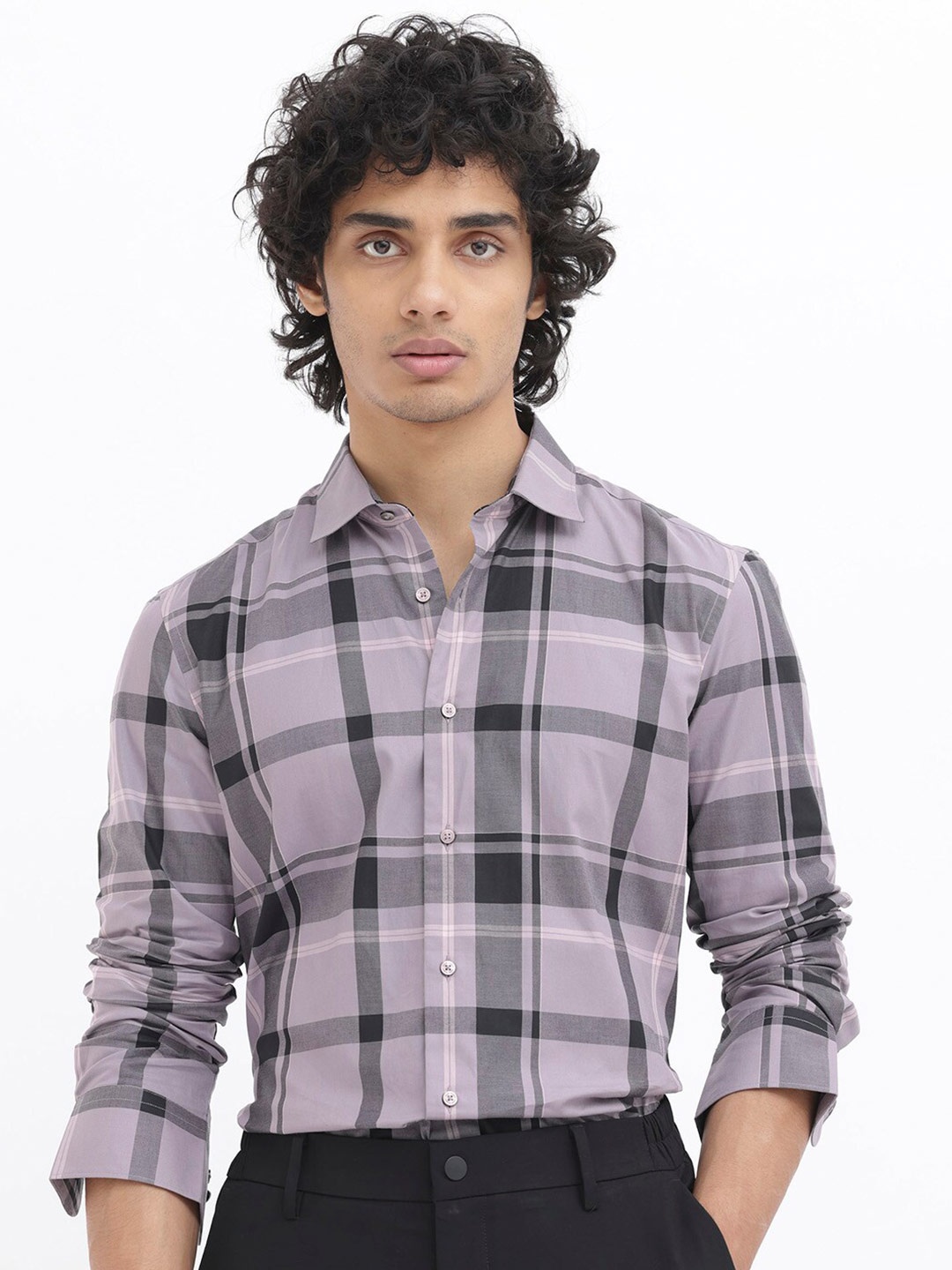 

RARE RABBIT Men Lacon Slim Fit Opaque Cotton Shirt, Pink