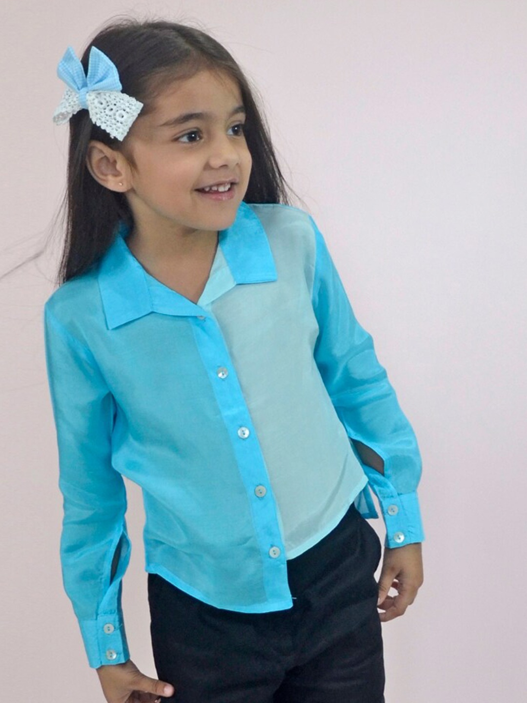 

BAESD Kids-Girls Gardinia Cotton Shirt Collar Opaque Shirt Style Top, Blue