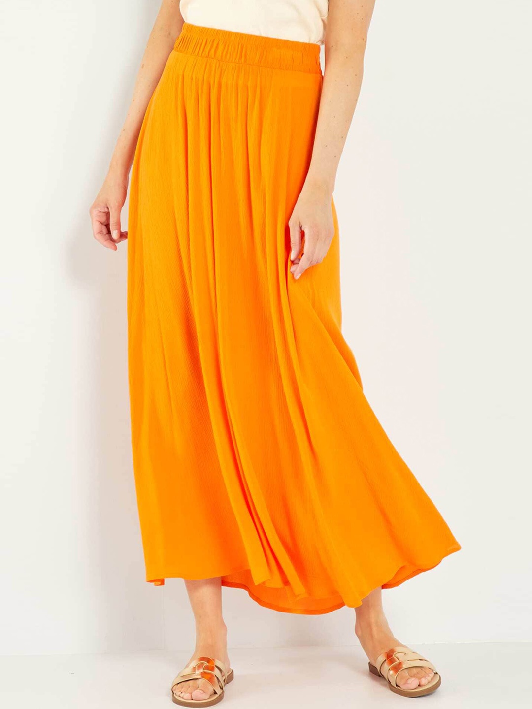 

KIABI Flared Midi Skirts, Orange