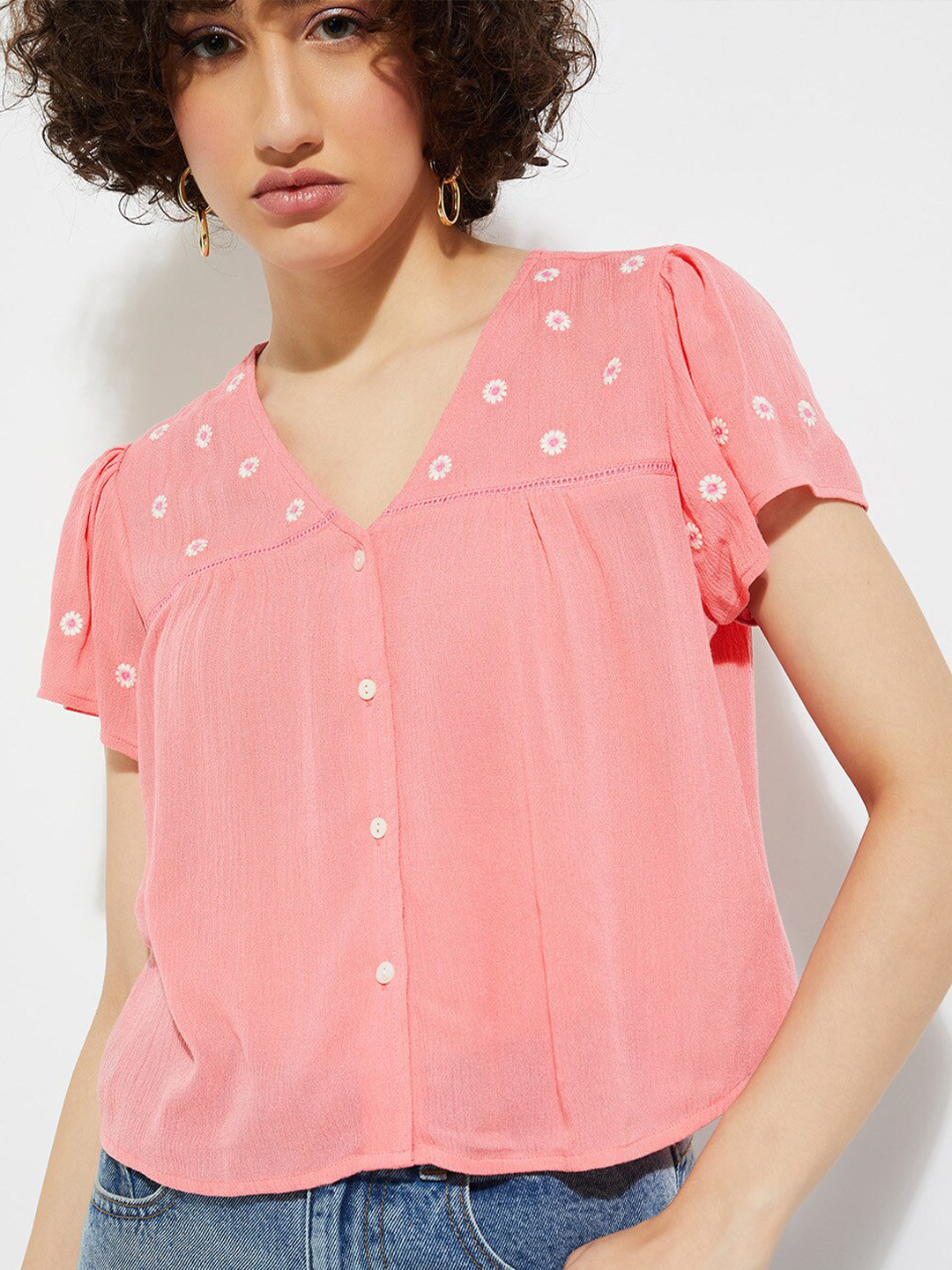 

max URB_N Women Floral Printed Top, Pink