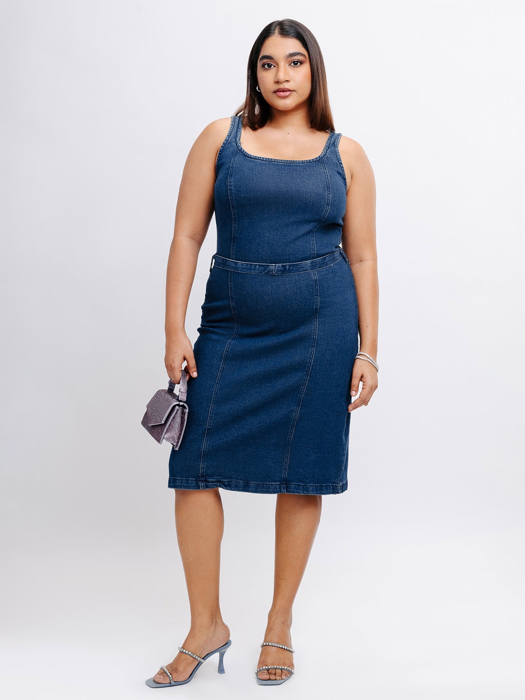 

FREAKINS Plus Size Denim Sheath Dress, Blue