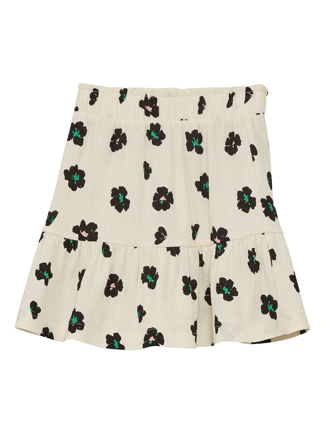 

KIABI Girls Floral Printed Flared Trumpet Mini Skirts, Beige