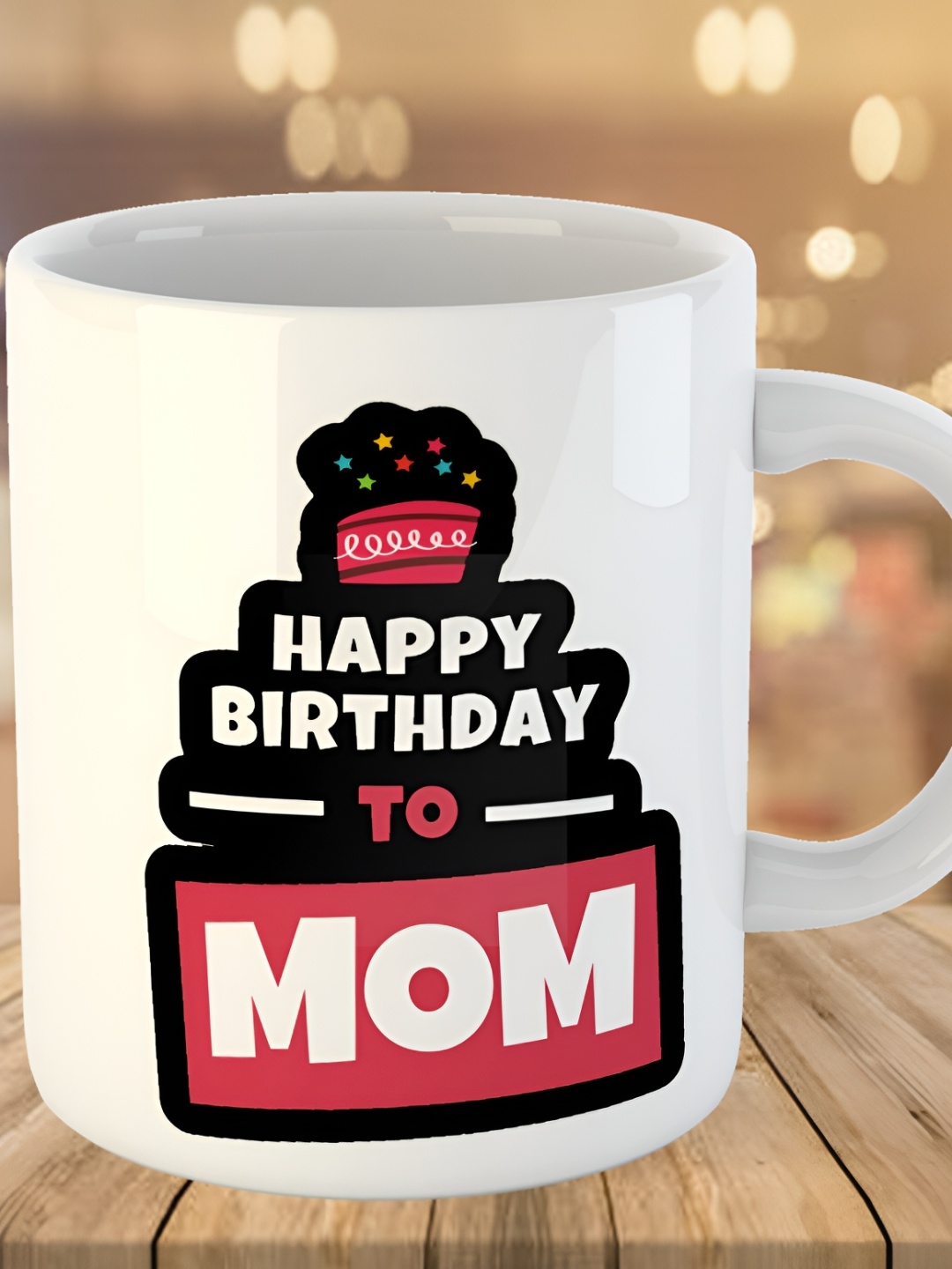 

Keviv White & Red Happy Birthday Mom Printed Ceramic Glossy Mug 325 ml