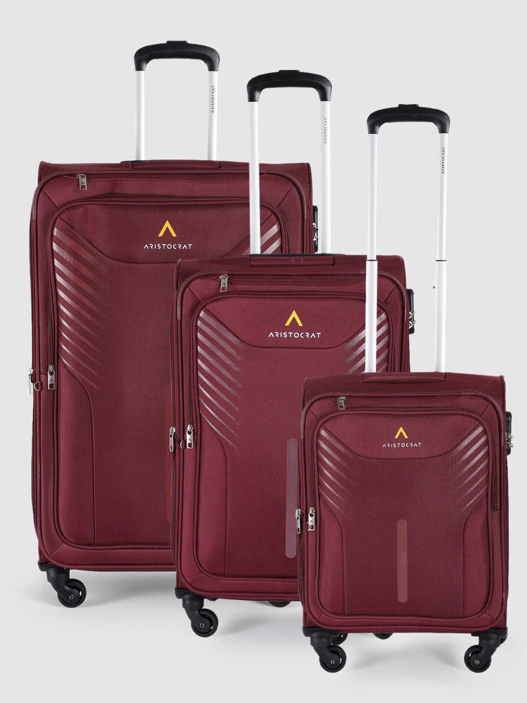 

Aristocrat Pack of 3 Skyway Trolley Suitcases - Cabin, Medium & Large, Maroon